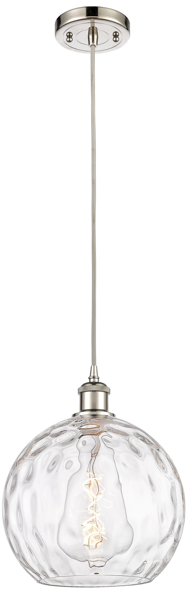 Ballston Athens Water Glass 10" Mini Pendant - Polished Nickel - Clear