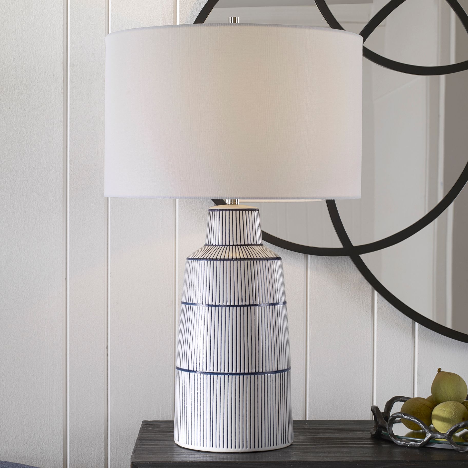 Breton White and Blue Ceramic Table Lamp