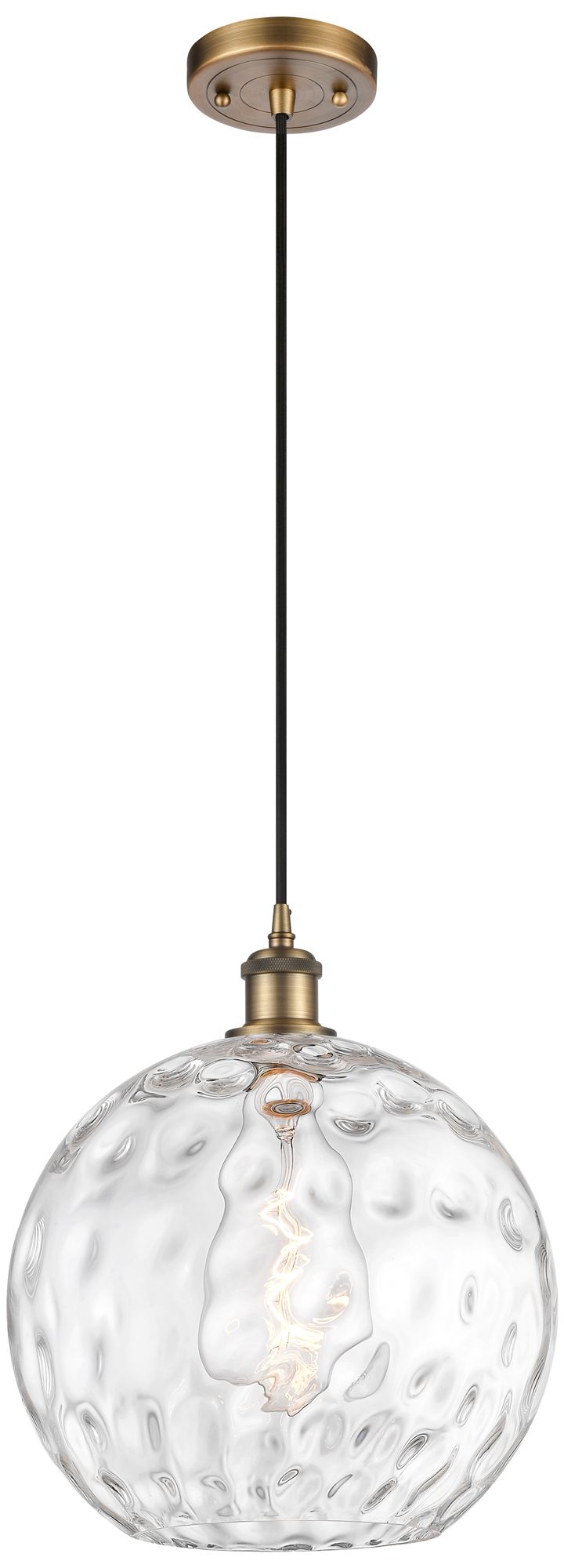 Ballston Athens Water Glass 12" LED Mini Pendant - Brushed Brass - Cle
