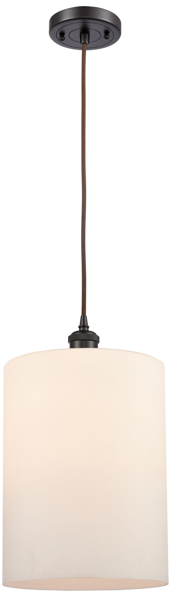 Ballston Cobbleskill 9" Bronze Corded Mini Pendant w/ White Shade