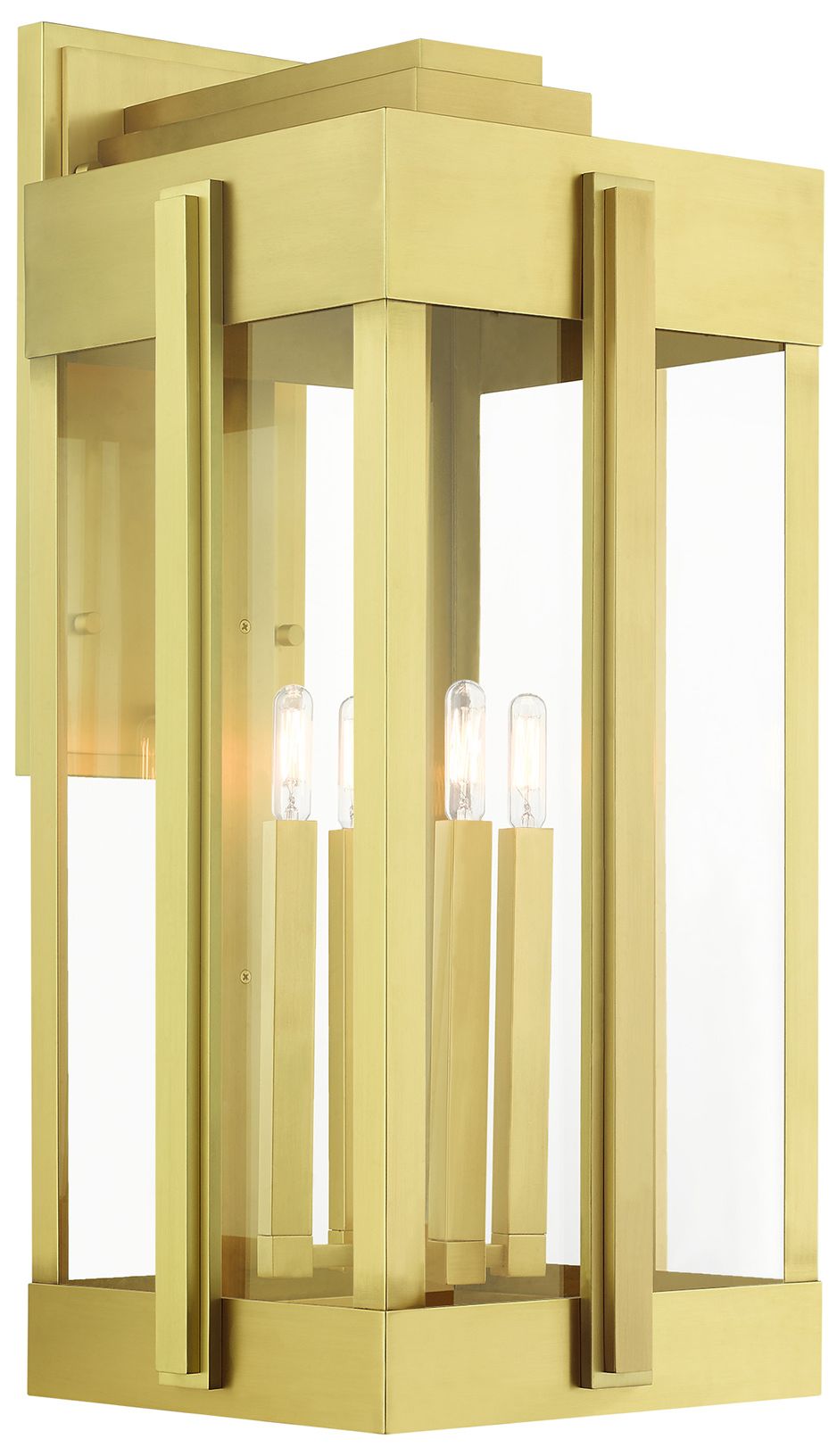 Lexington 4 Light Natural Brass Outdoor Wall Lantern