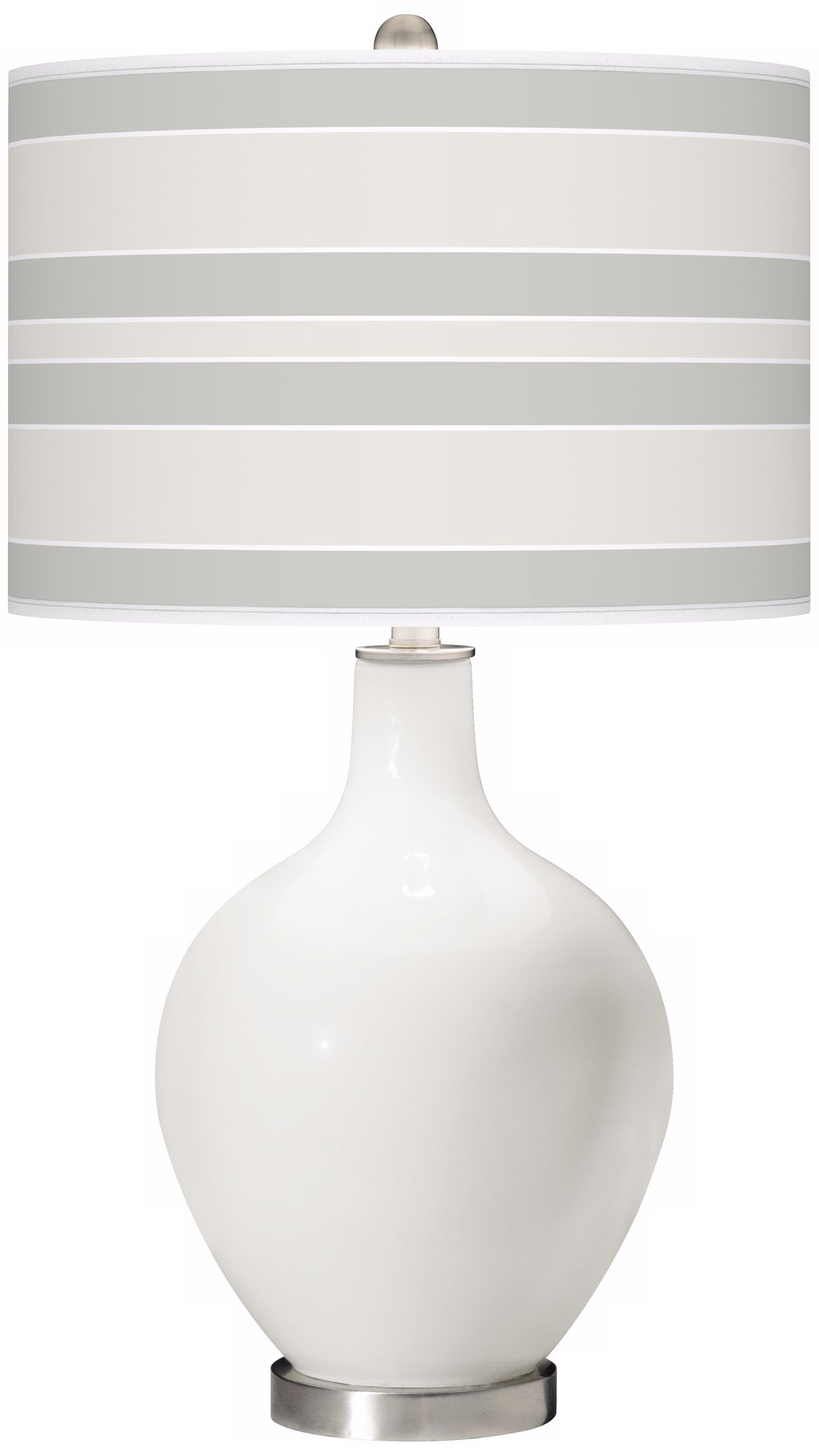 Winter White Bold Stripe Ovo Table Lamp
