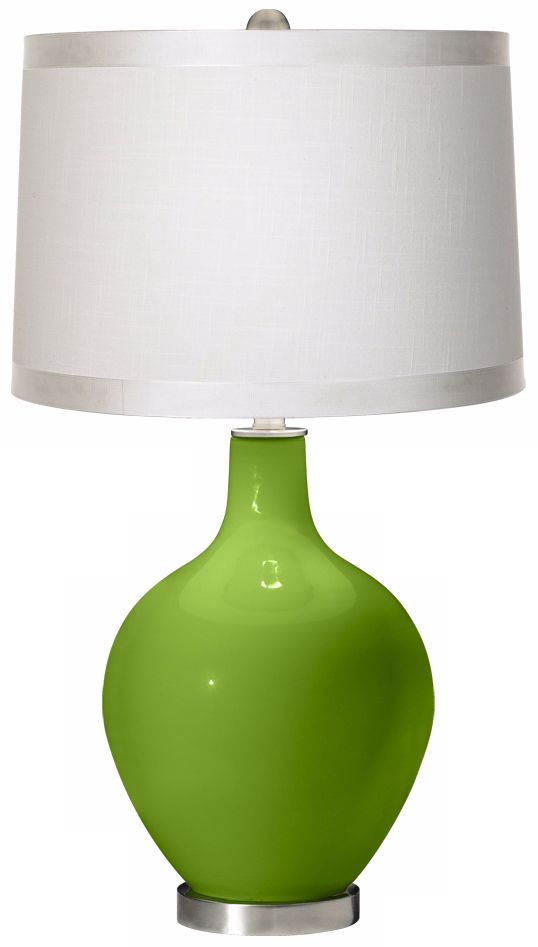 Rosemary Green White Drum Shade Ovo Table Lamp