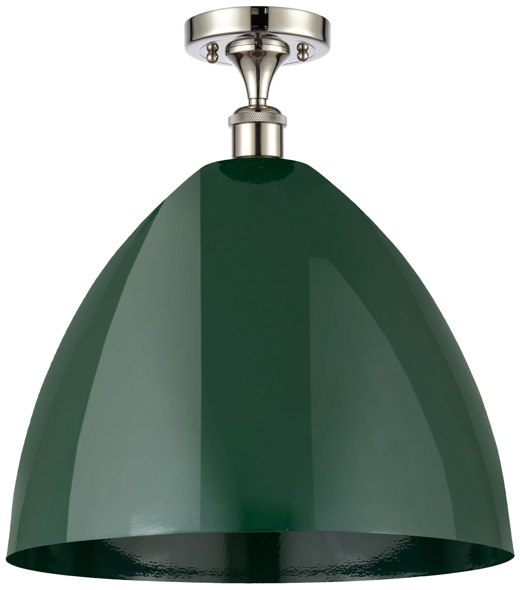 Plymouth Dome 16" Wide Polished Nickel Semi Flush Mount w/ Green Shade