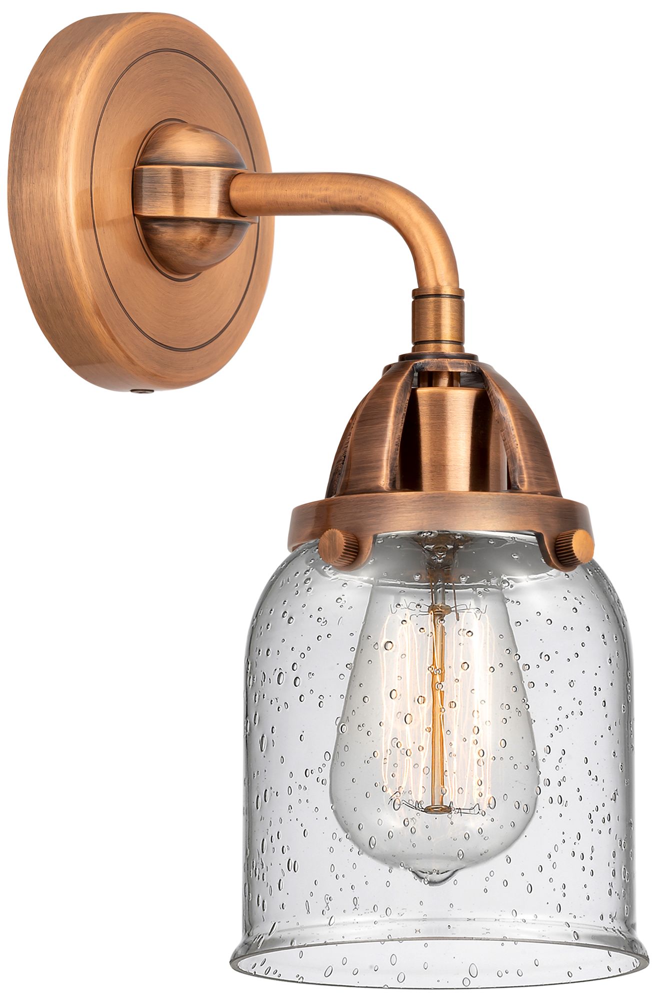 Nouveau 2 Bell 5" LED Sconce - Copper Finish - Seedy Shade