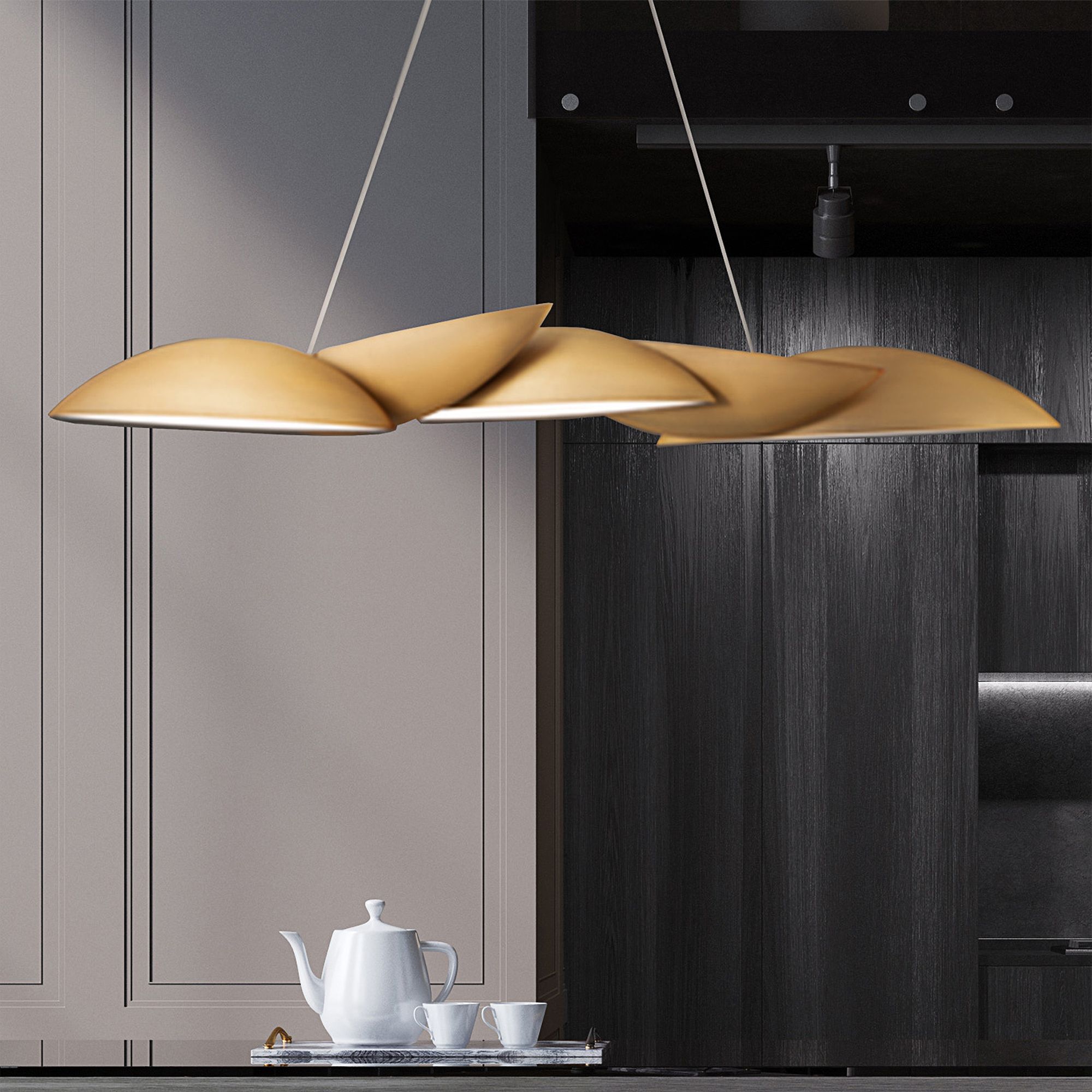 Sydney 7.13"H x 55.75"W 5-Light Linear Pendant in Aged Brass