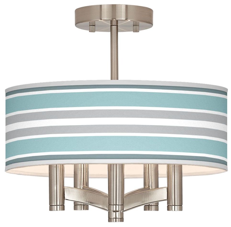 Multi Color Stripes Ava 5-Light Nickel Ceiling Light