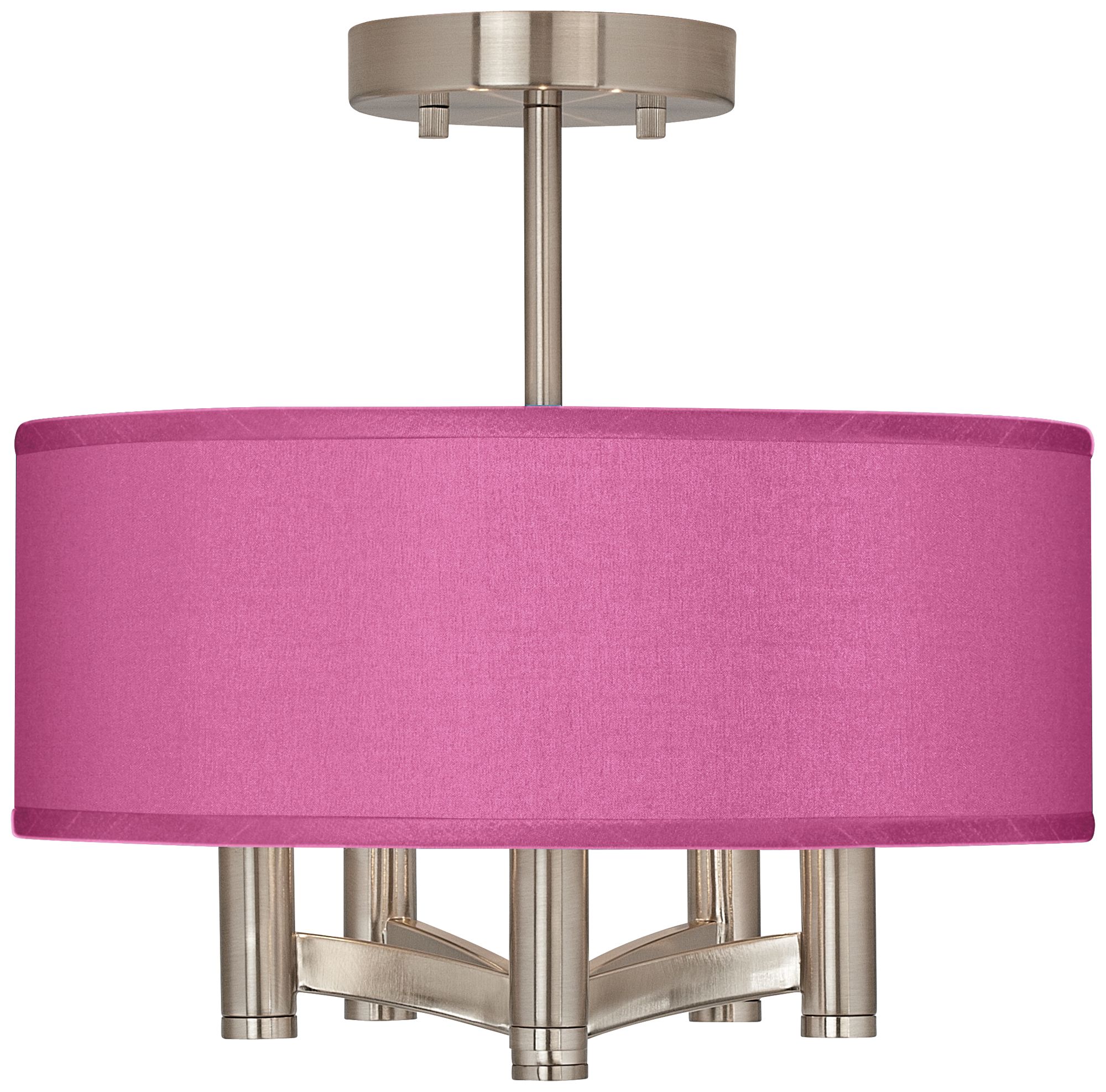 Possini Euro Pink Orchid Faux Silk Ava 5-Light Nickel Ceiling Light