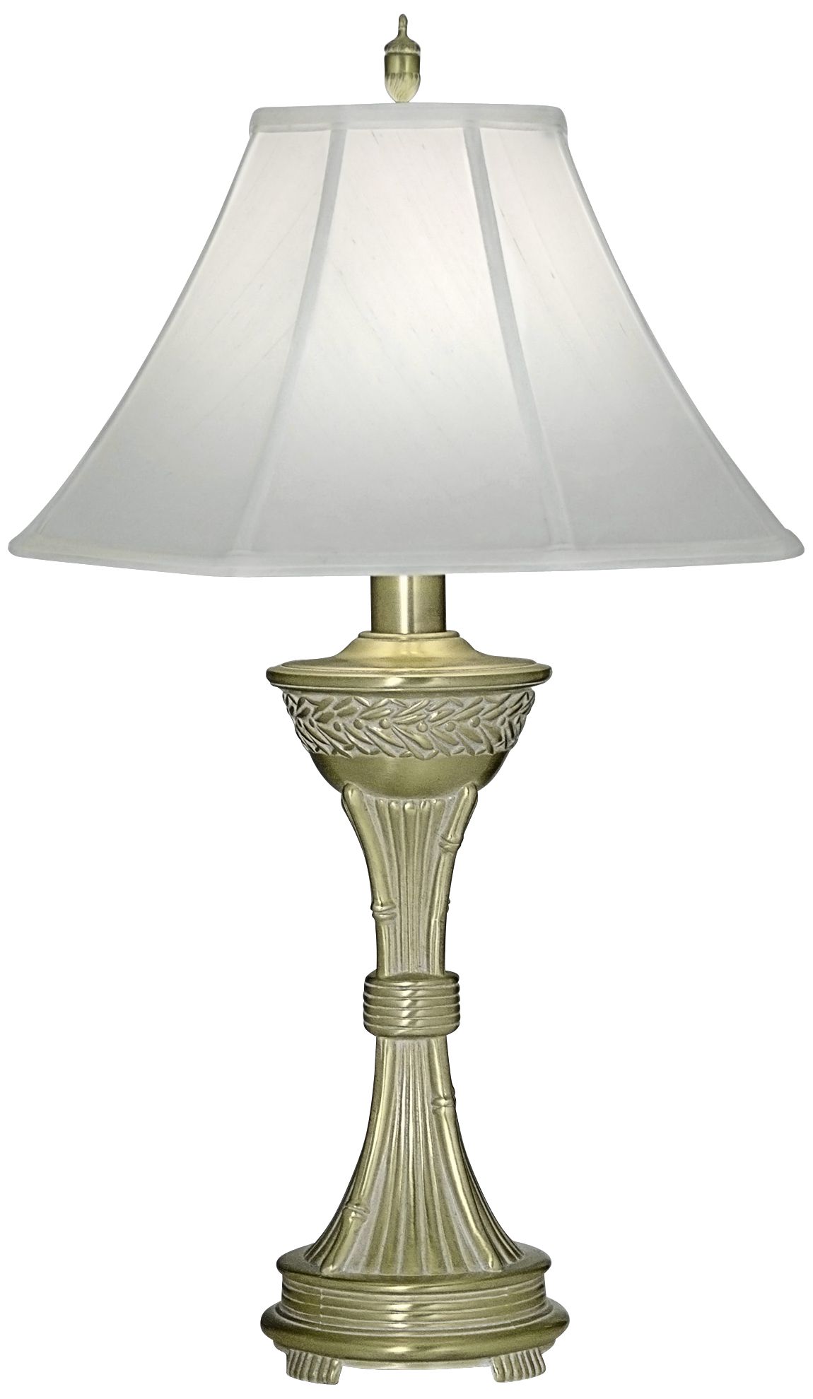 Stiffel White Antique And Satin Brass Table Lamp