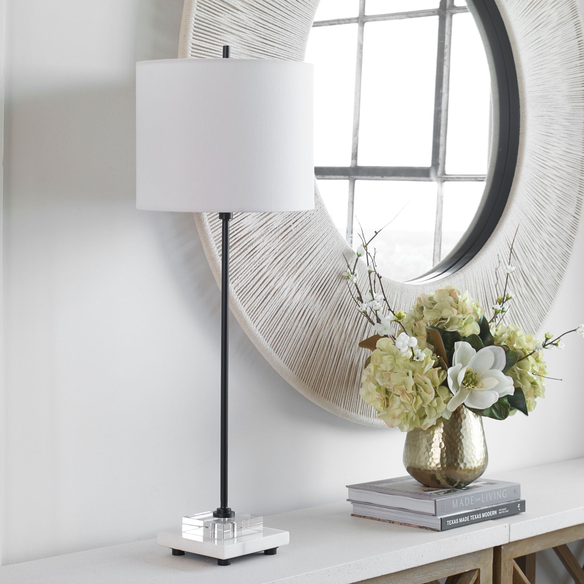 Uttermost Ciara Black Metal and White Marble Buffet Lamp