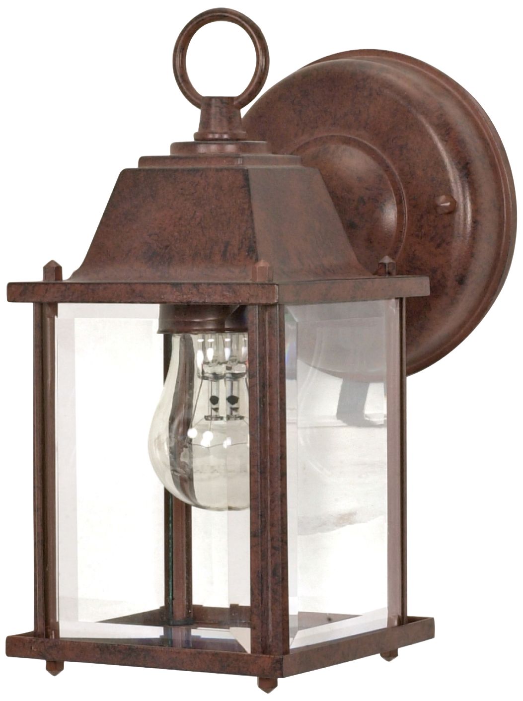 1 Light; 9 in.; Wall Lantern; Cube Lantern with Clear Beveled Glass