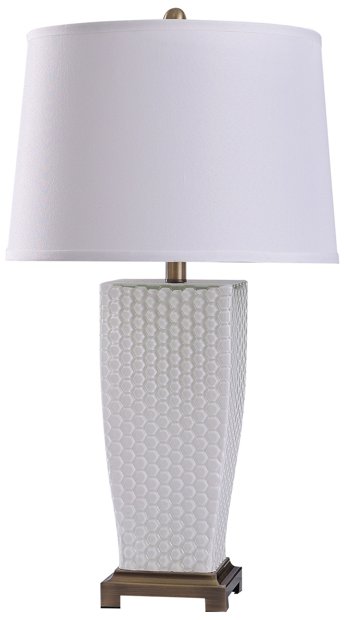 Duerstock Dimpled Glass Table Lamp - Brass - White Shade