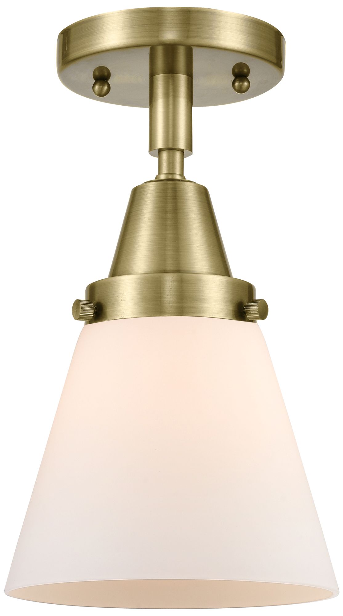 Caden Cone 6" LED Flush Mount - Antique Brass - Matte White Shade