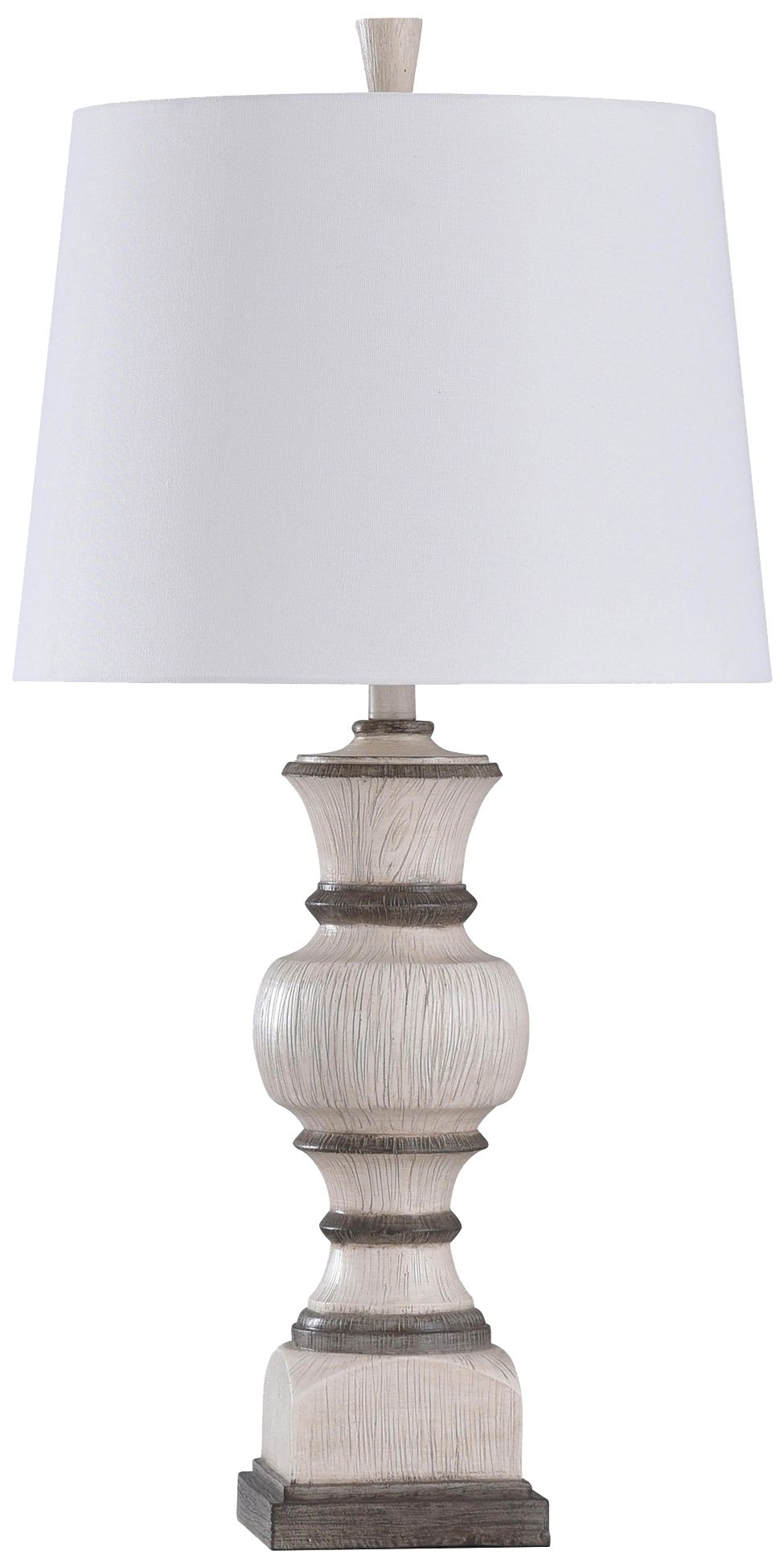 Traditional Table Lamp - Wood Grain Texture Finished - Eggshell & Ash