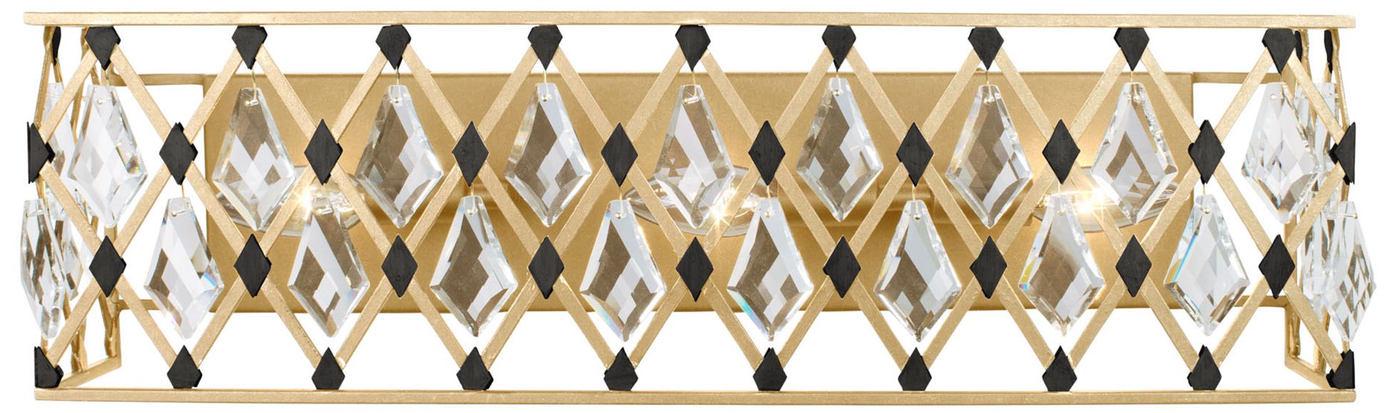 Windsor 3-Lt Crystal Bath Light - French Gold & Matte Black