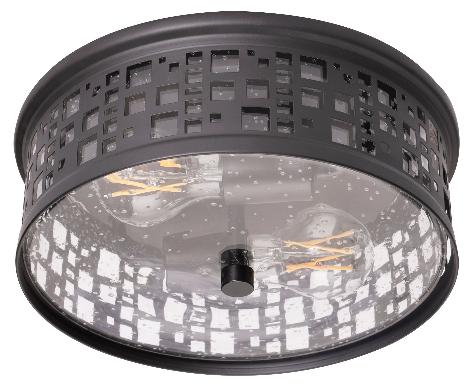 AFX Roscoe 11" Wide Black Ceiling Light with Clear Seeded Glass