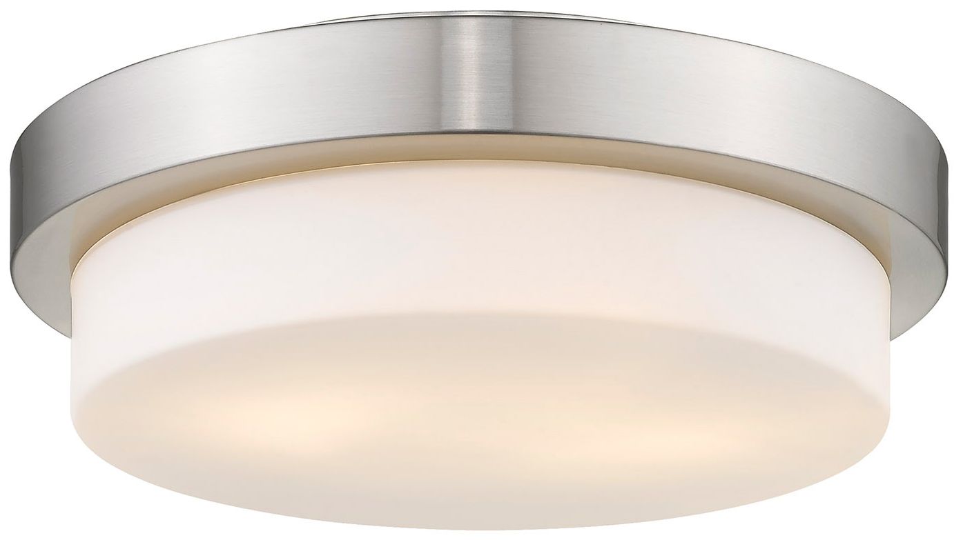 Multi-Family 13" Wide Pewter 2-Light Flush Mount With Opal Glass