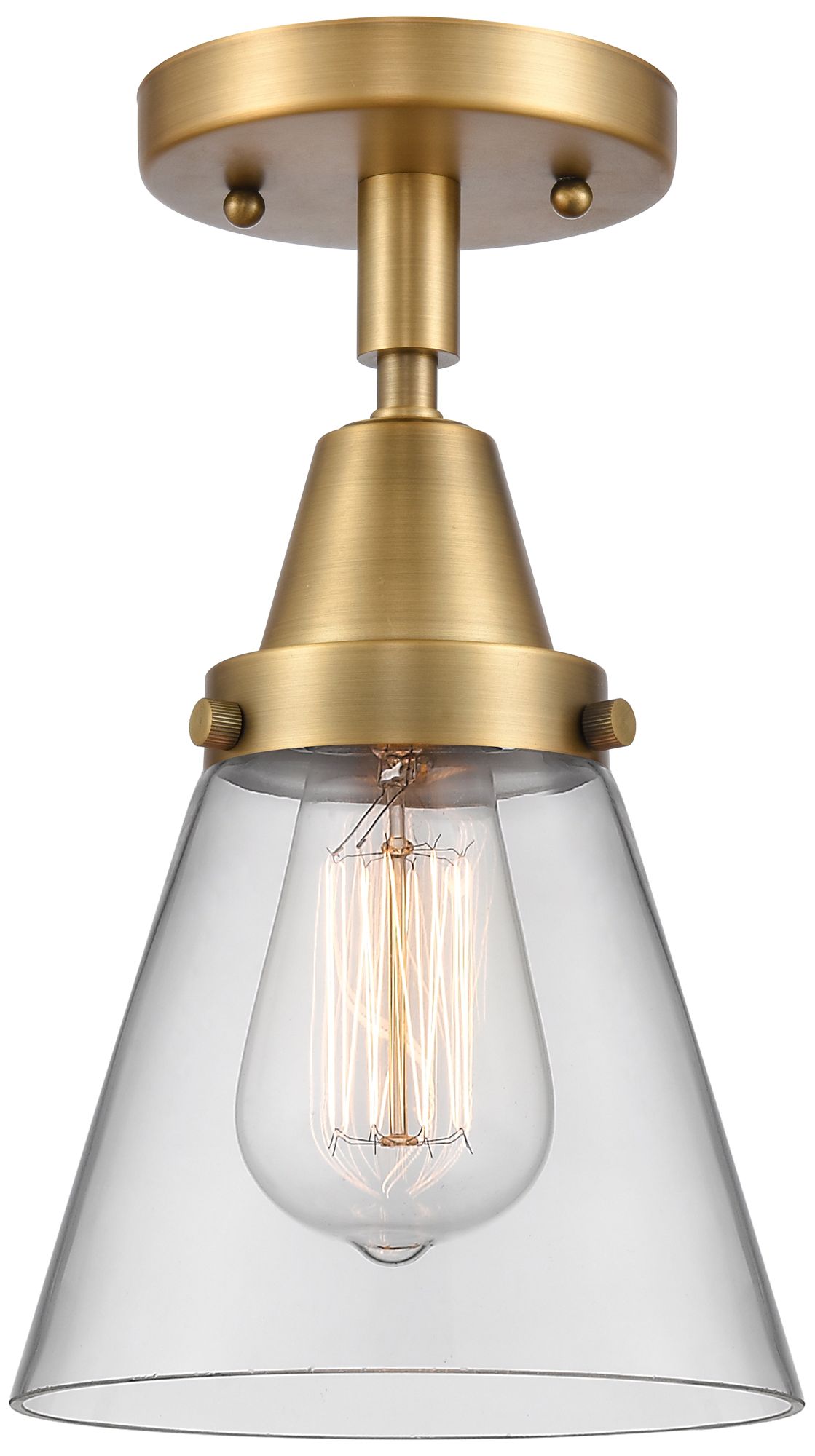 Caden Cone 6" LED Flush Mount - Brushed Brass - Clear Shade