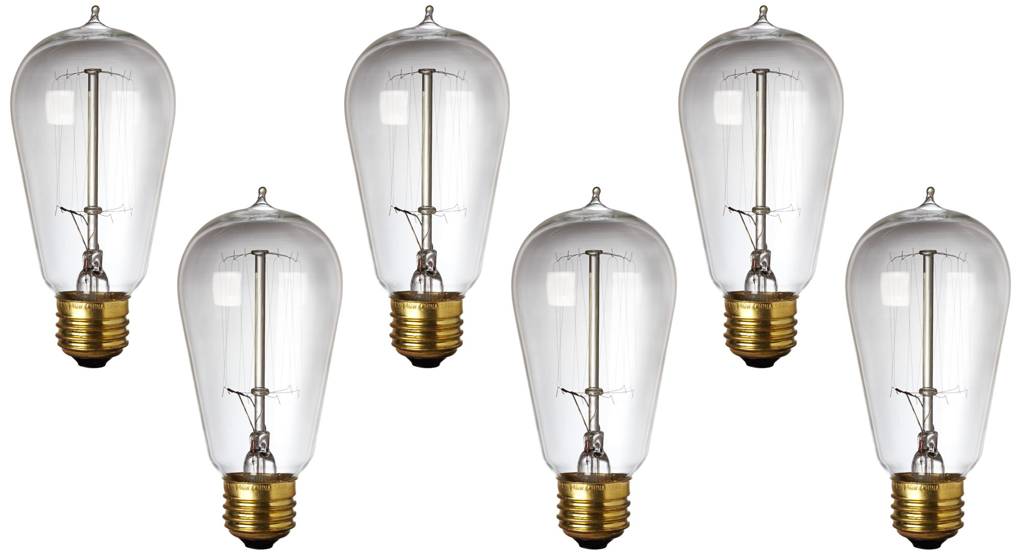 6-Pack 40 Watt Edison Style Medium Base Light Bulbs