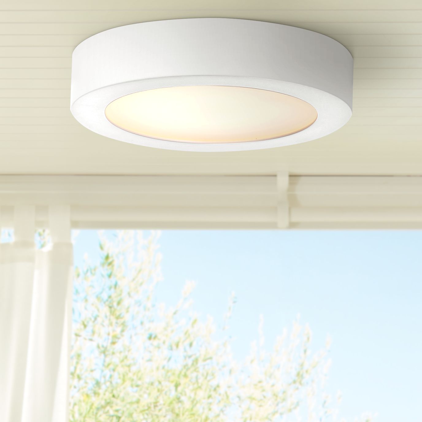 Ulko Exterior 7" Wide White LED Outdoor Ceiling Light