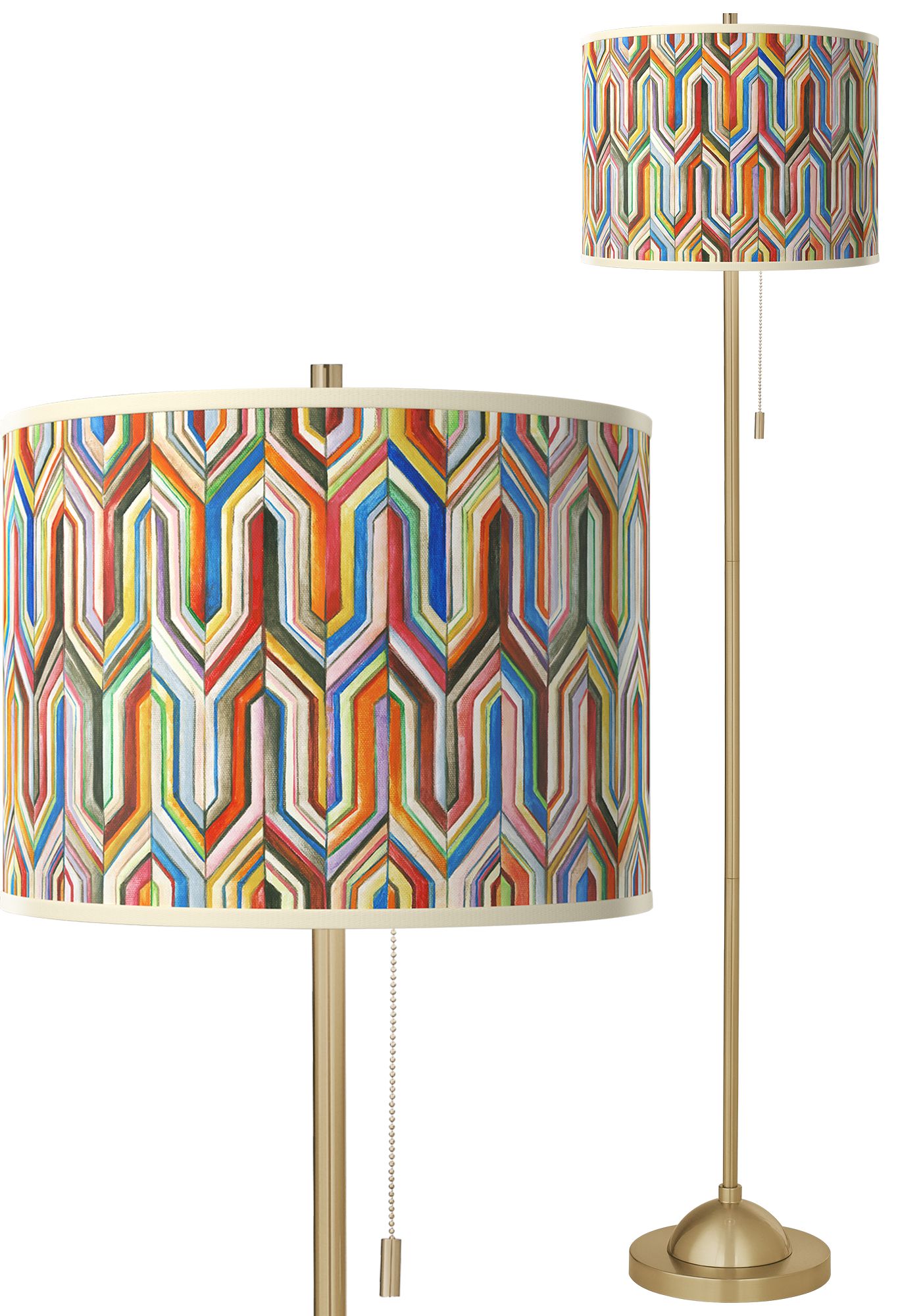 Synthesis Giclee Warm Gold Stick Floor Lamp