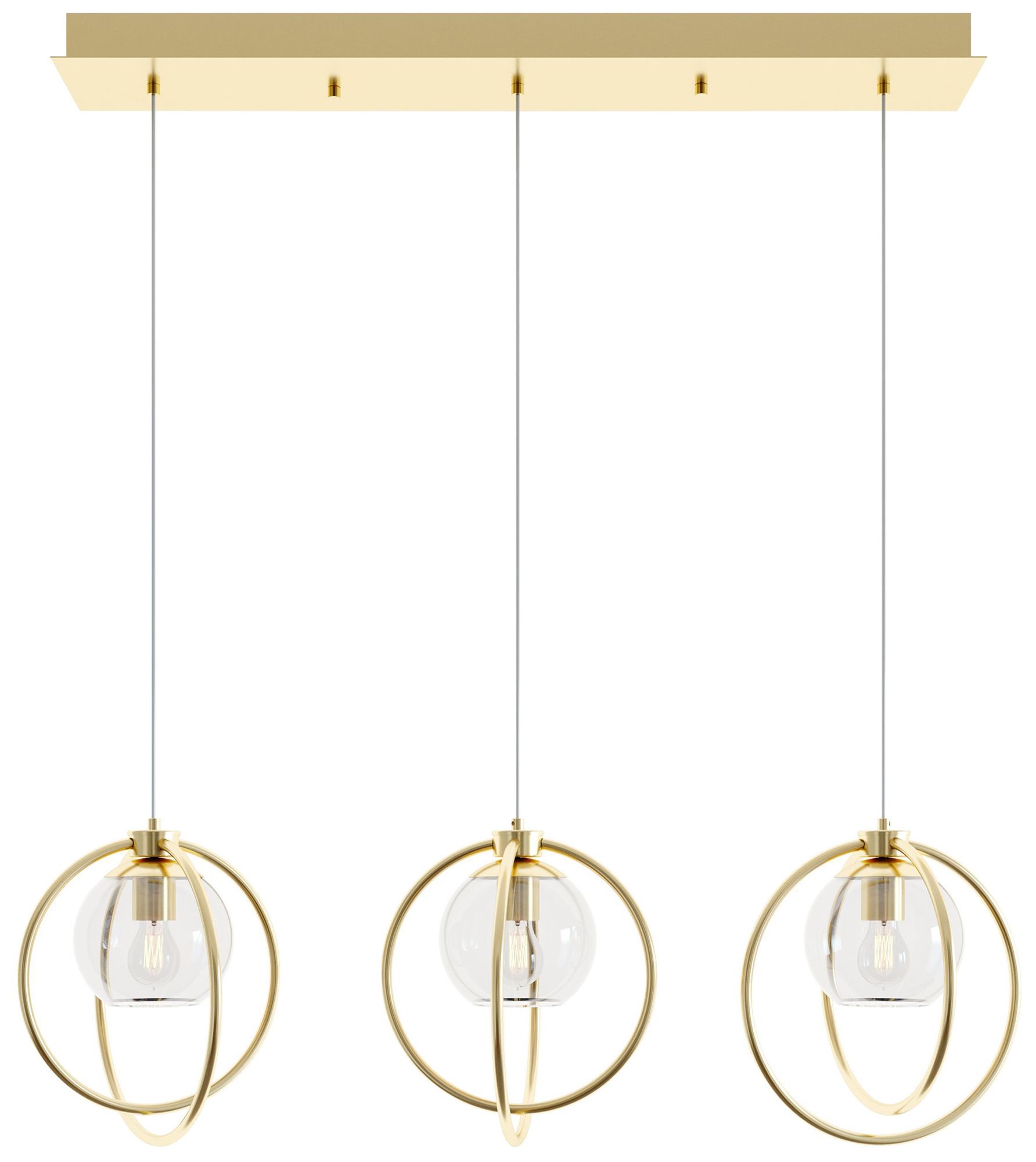 Jamie 36" 3 Light Linear Satin Brass Mini Pendant