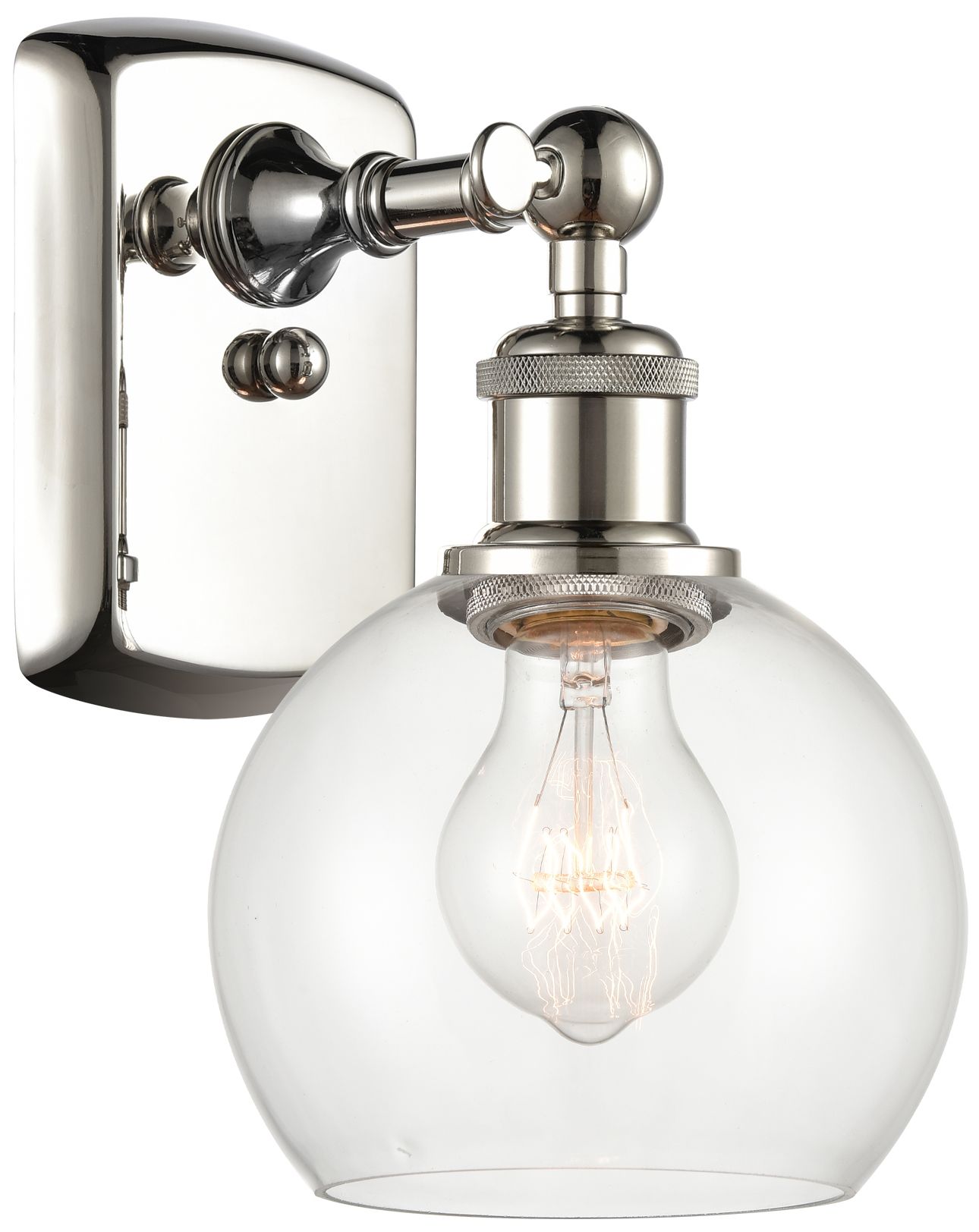Athens 6" Incandescent Sconce - Nickel Finish - Clear Shade