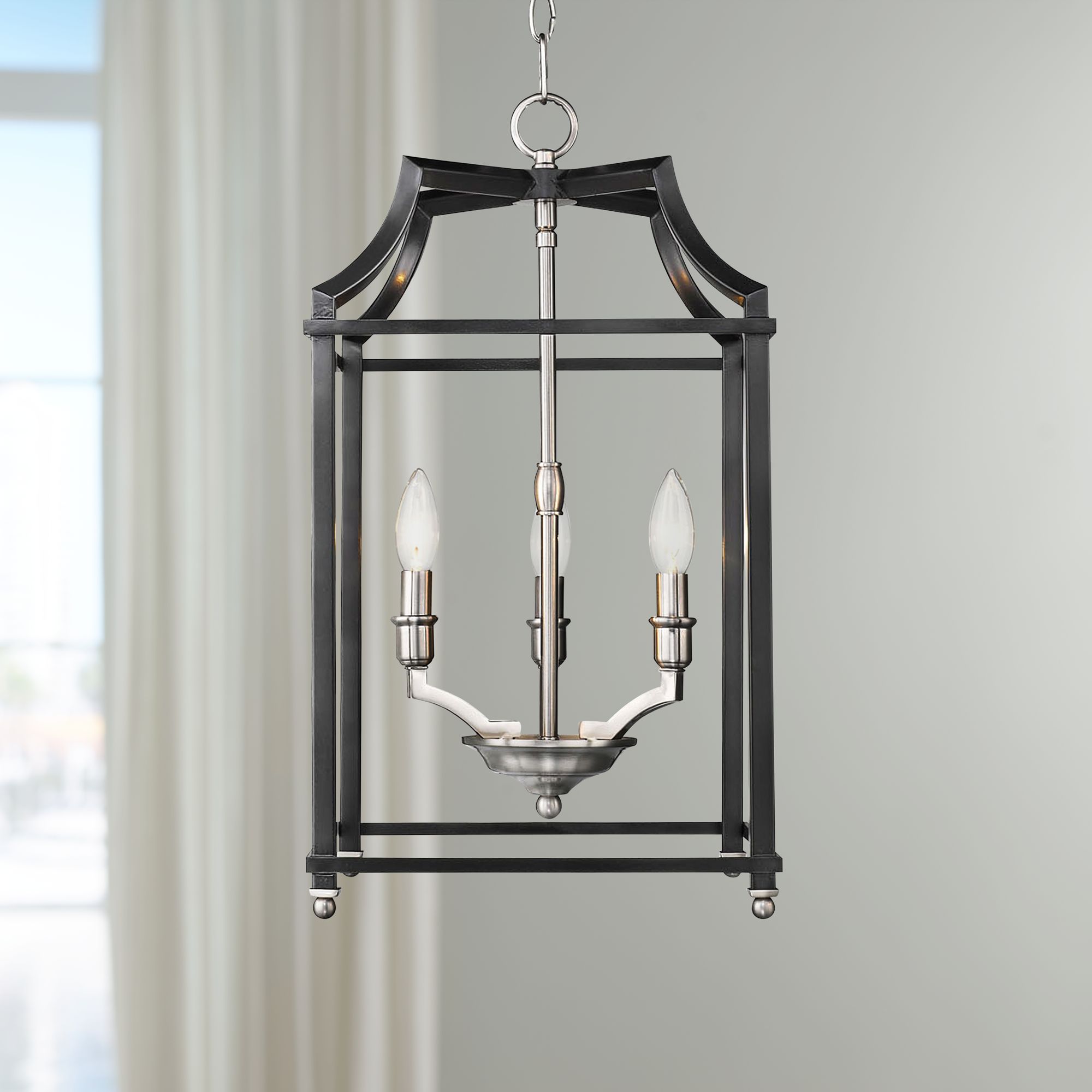 Leighton 11 3/4" Wide Pewter and Black 3-Light Mini Pendant