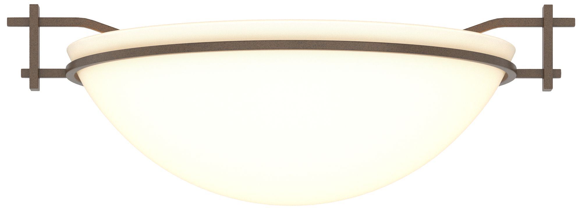 Moonband 11.4" Wide Bronze Semi-Flush With Opal Glass Shade