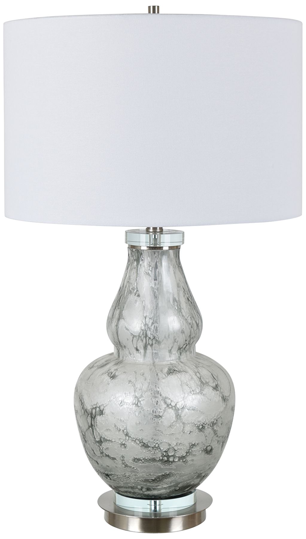 Crestview Collection Quinn White and Gray Glass Double Gourd Table Lamp