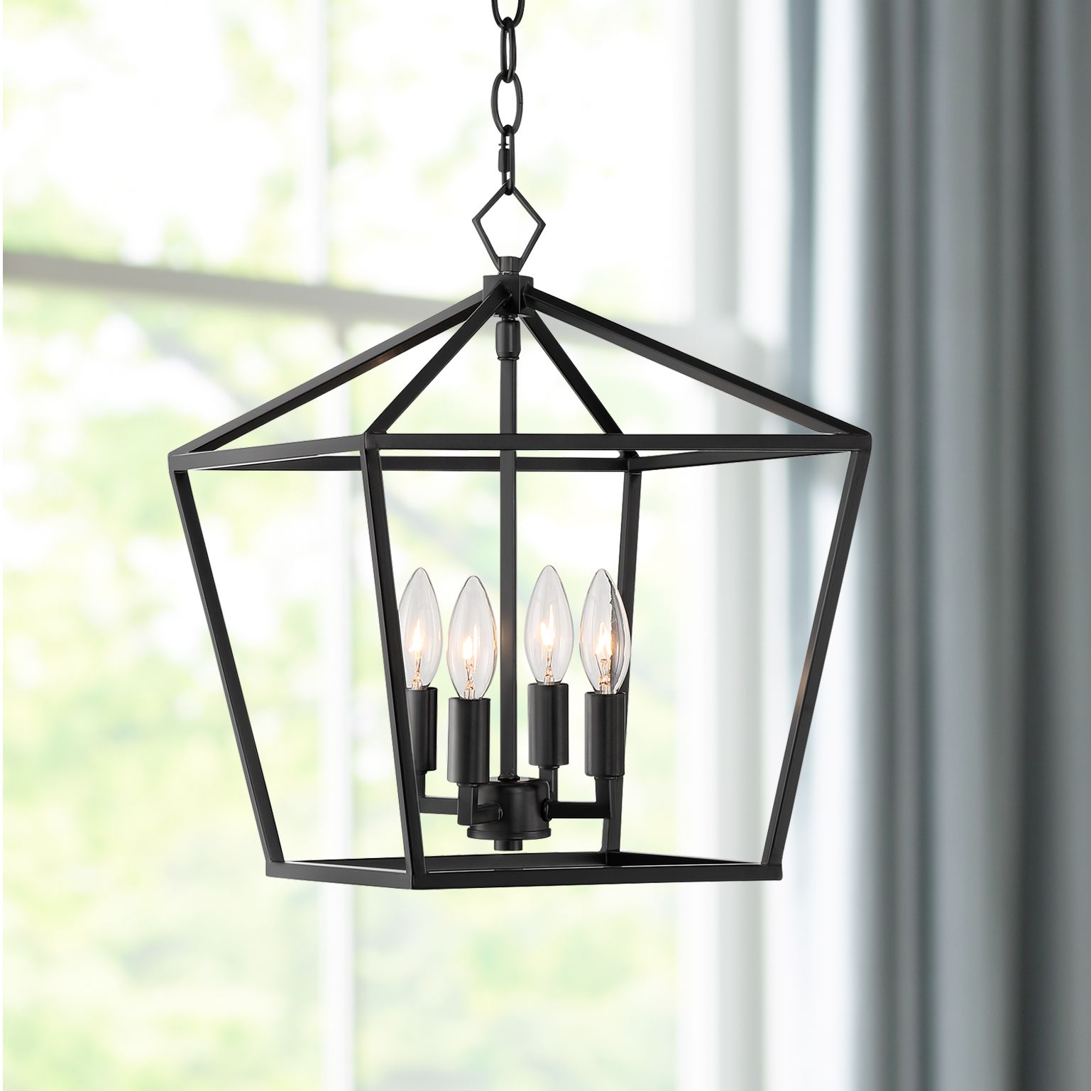 Queluz 13" Wide Semi Gloss Black 4-Light Entry Pendant Light