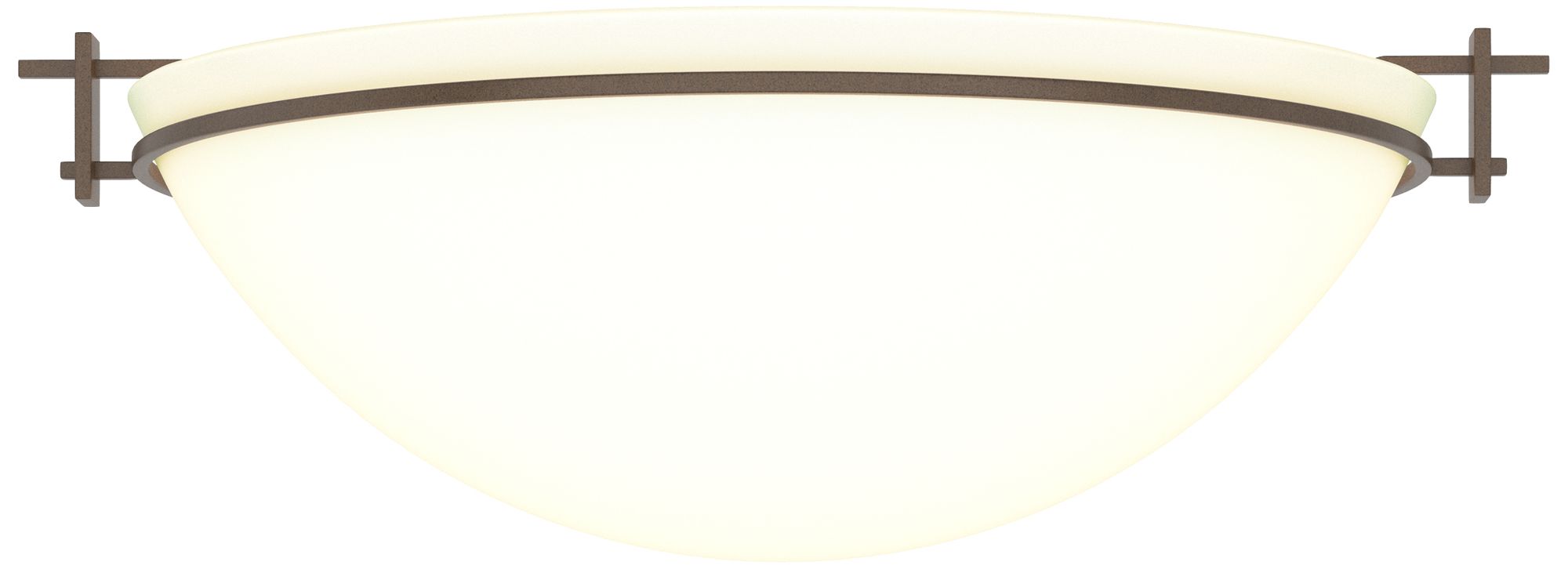 Moonband 15.9" Wide Large Bronze Semi-Flush With Opal Glass Shade