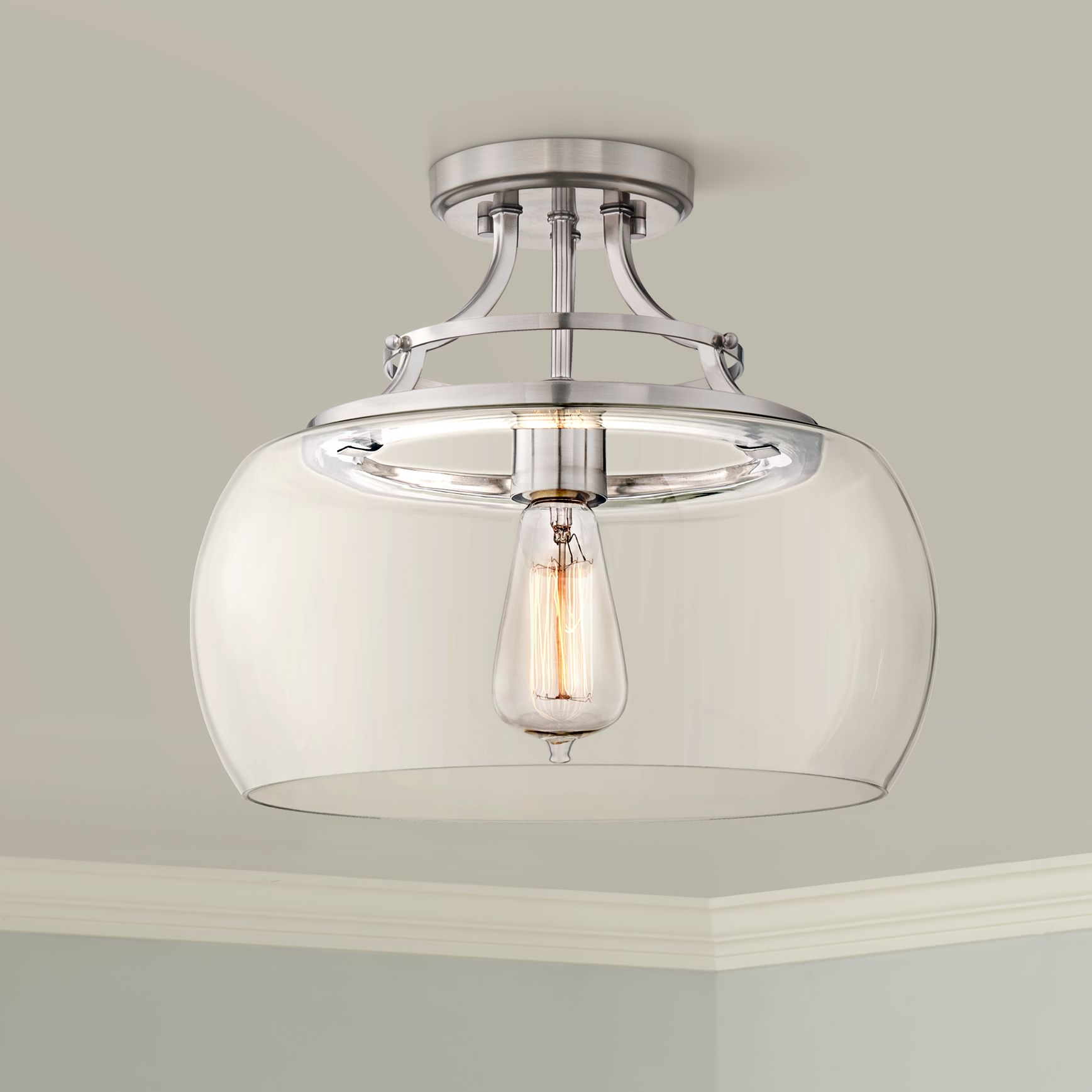 Charleston 13 1/2" Wide Brushed Nickel LED Ceiling Light