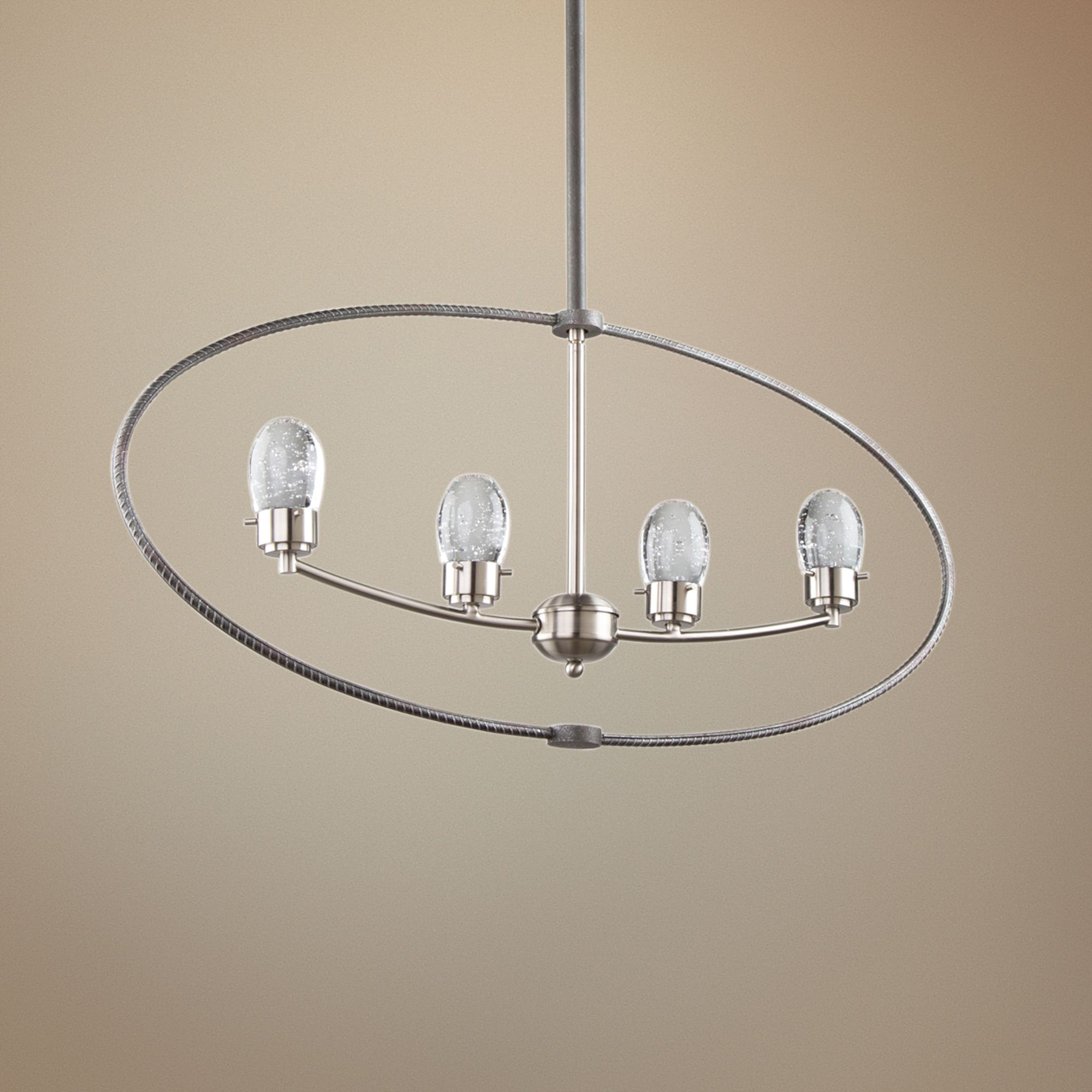 Kingsford 36" Wide Slate and Brushed Nickel 4-LED Pendant