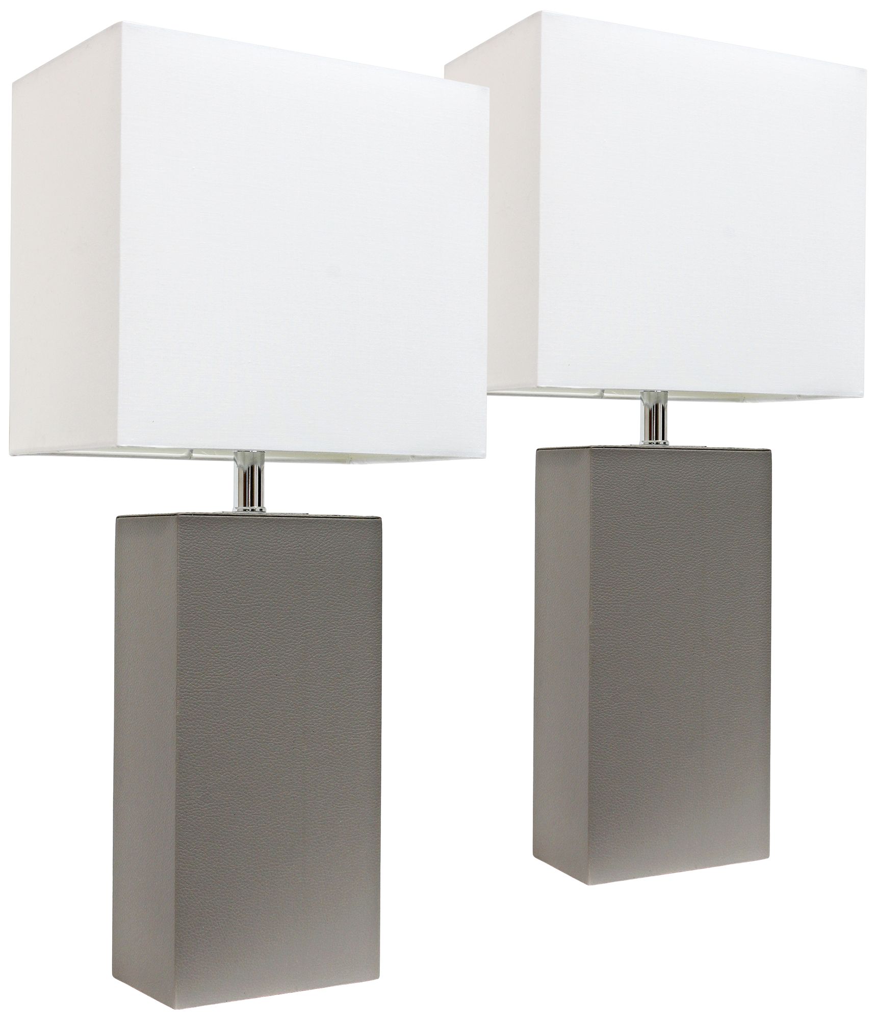 Albers Gray Leather Modern Accent Table Lamps Set of 2