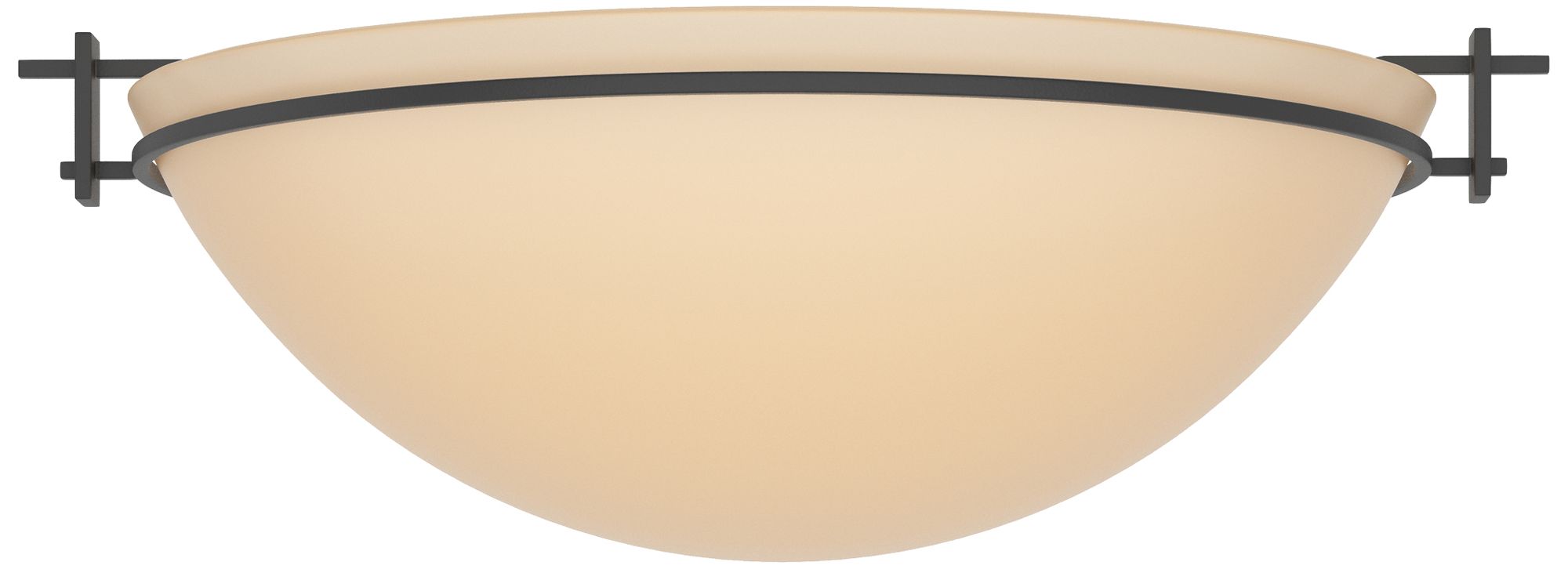 Moonband 15.9" Wide Large Black Semi-Flush With Sand Glass Shade