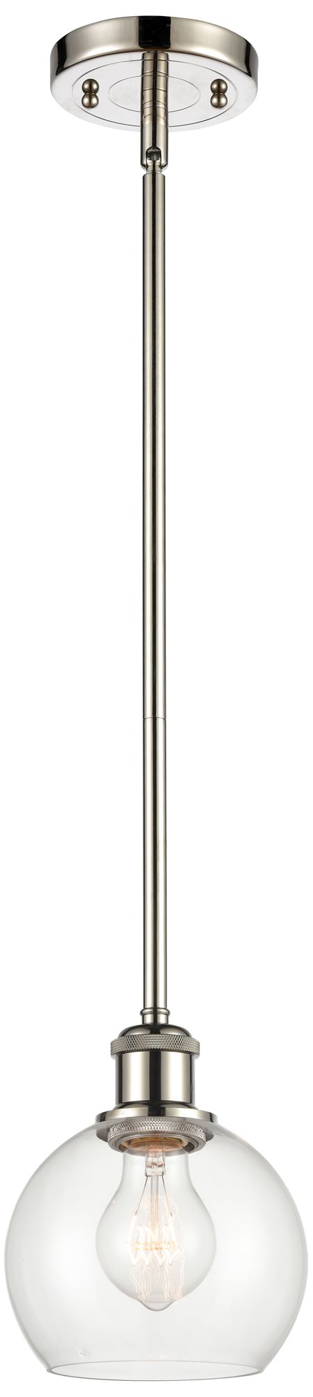 Athens 6" LED Mini Pendant - Polished Nickel - Clear Shade