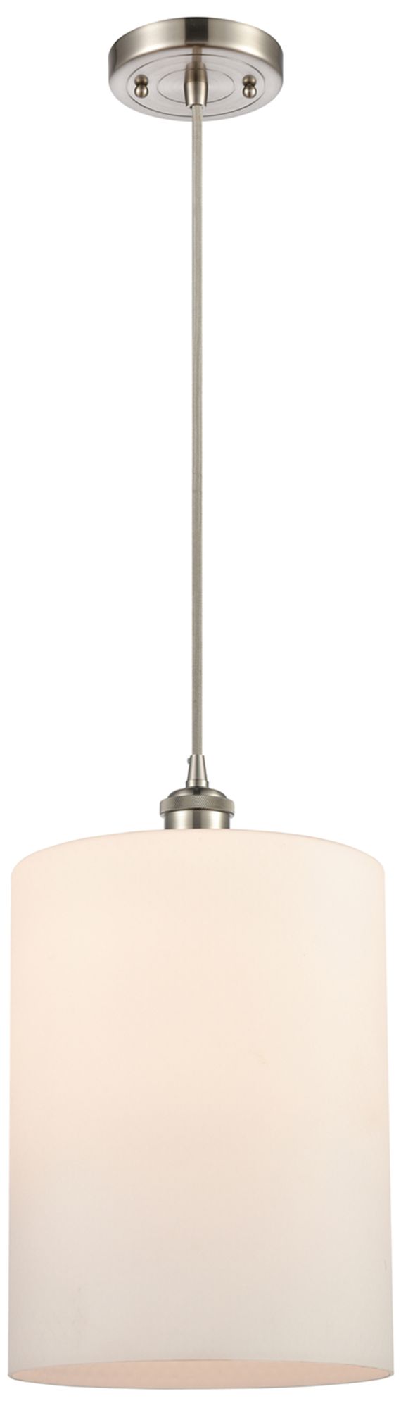 Ballston Cobbleskill 9" Brushed Nickel Corded Mini Pendant w/ White Sh