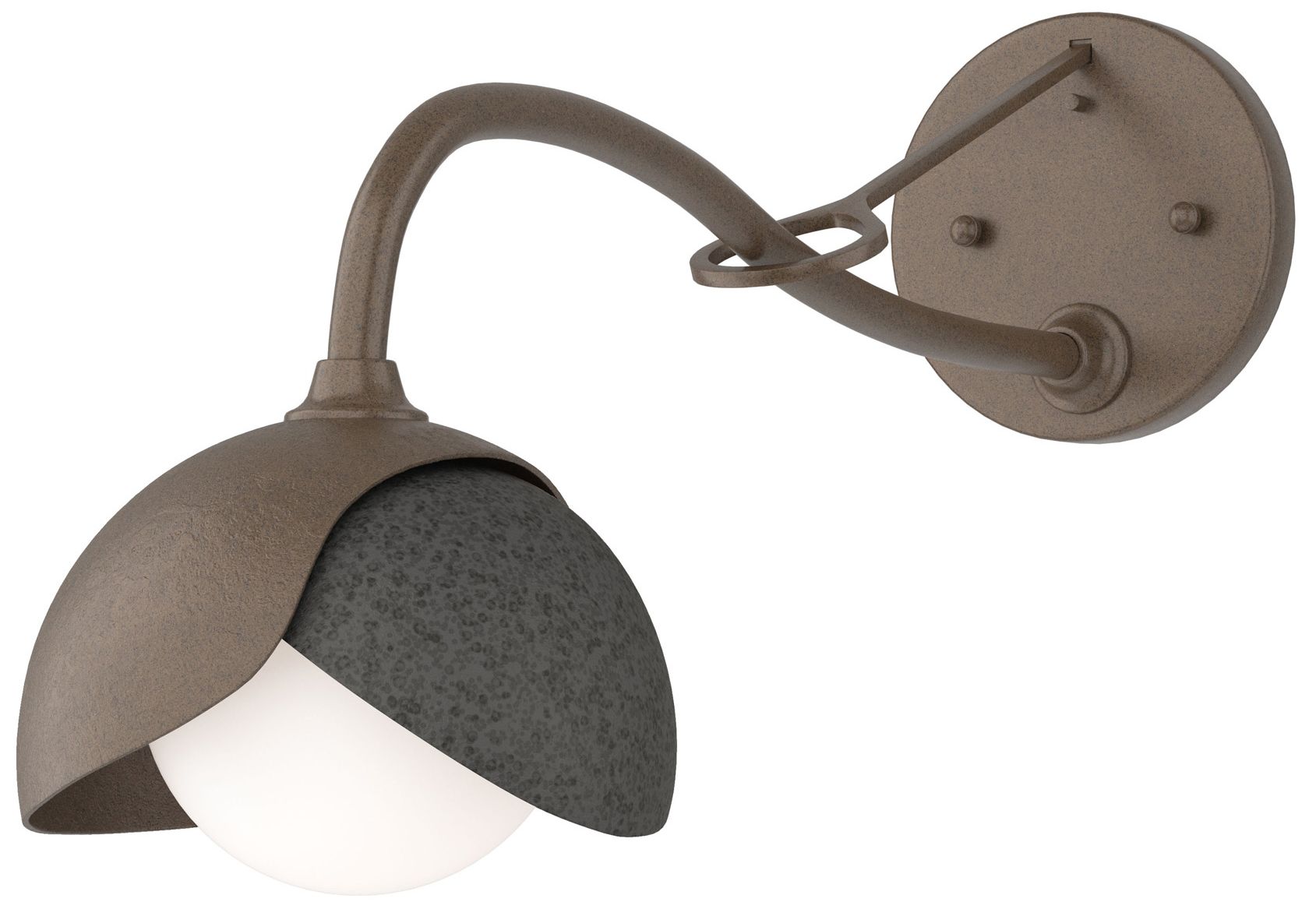 Brooklyn 1-Light Double Shade Sconce - Bronze - Iron - Opal Glass