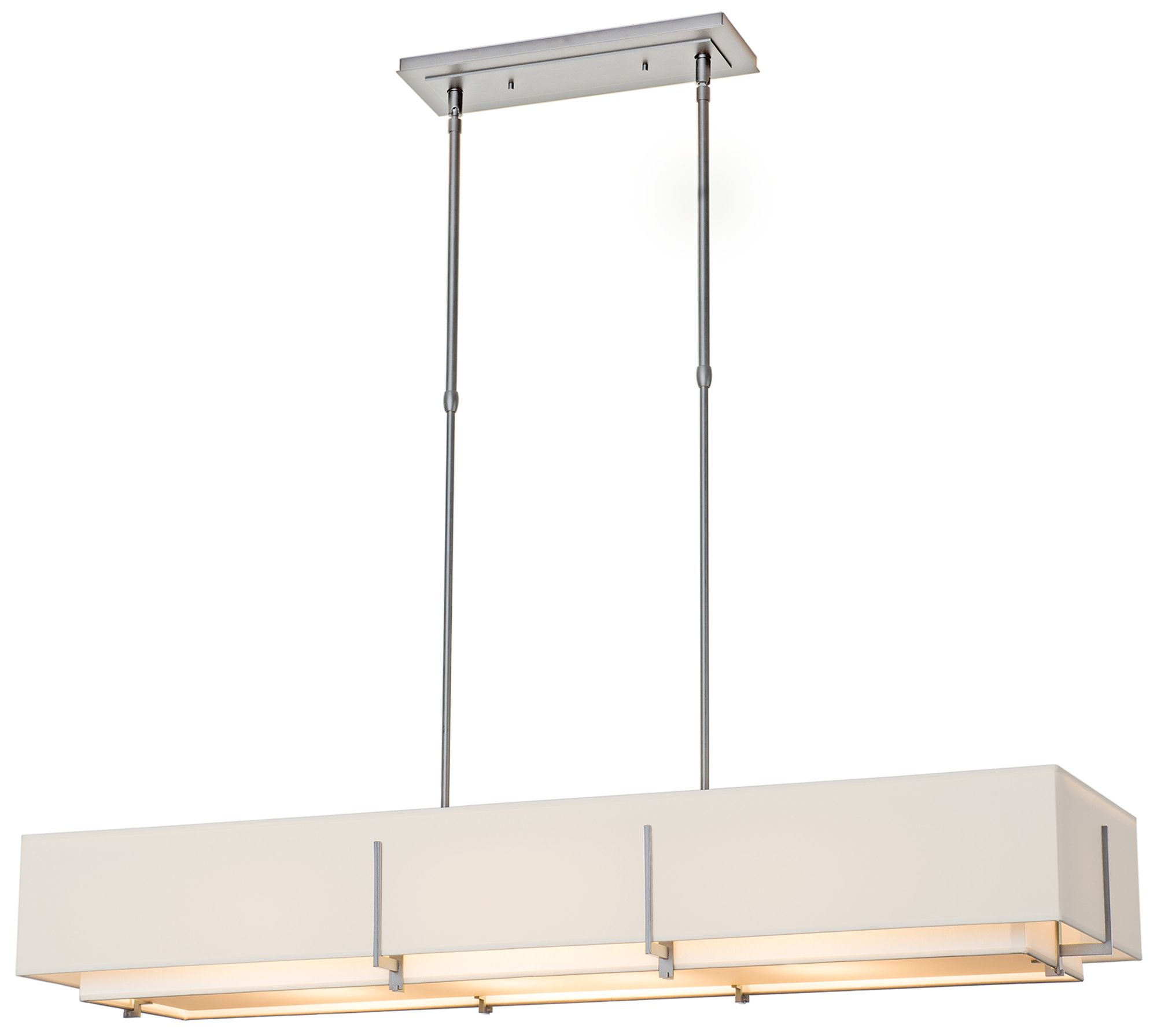 Exos Rectangular Pendant - Platinum - Natural & Linen Shades - Standard