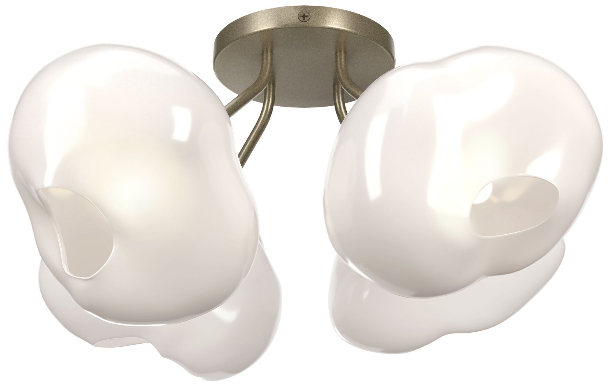 Ume 15.2" Wide 4-Light Soft Gold Semi-Flush With Frosted Glass Shade