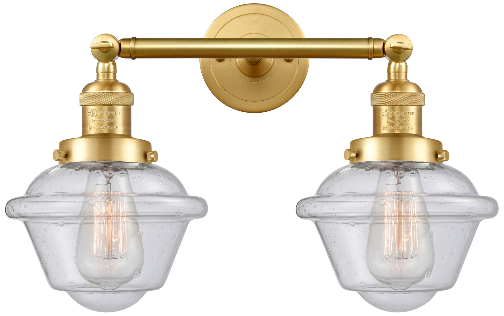 Oxford 17" Wide 2 Light Satin Gold Bath Vanity Light w/ Seedy Shade