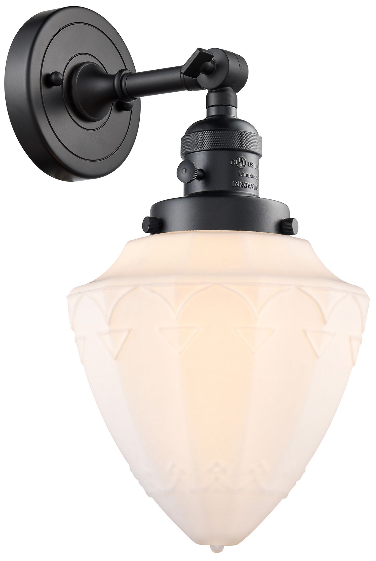 Bullet 7" Matte Black Sconce w/ Matte White Shade