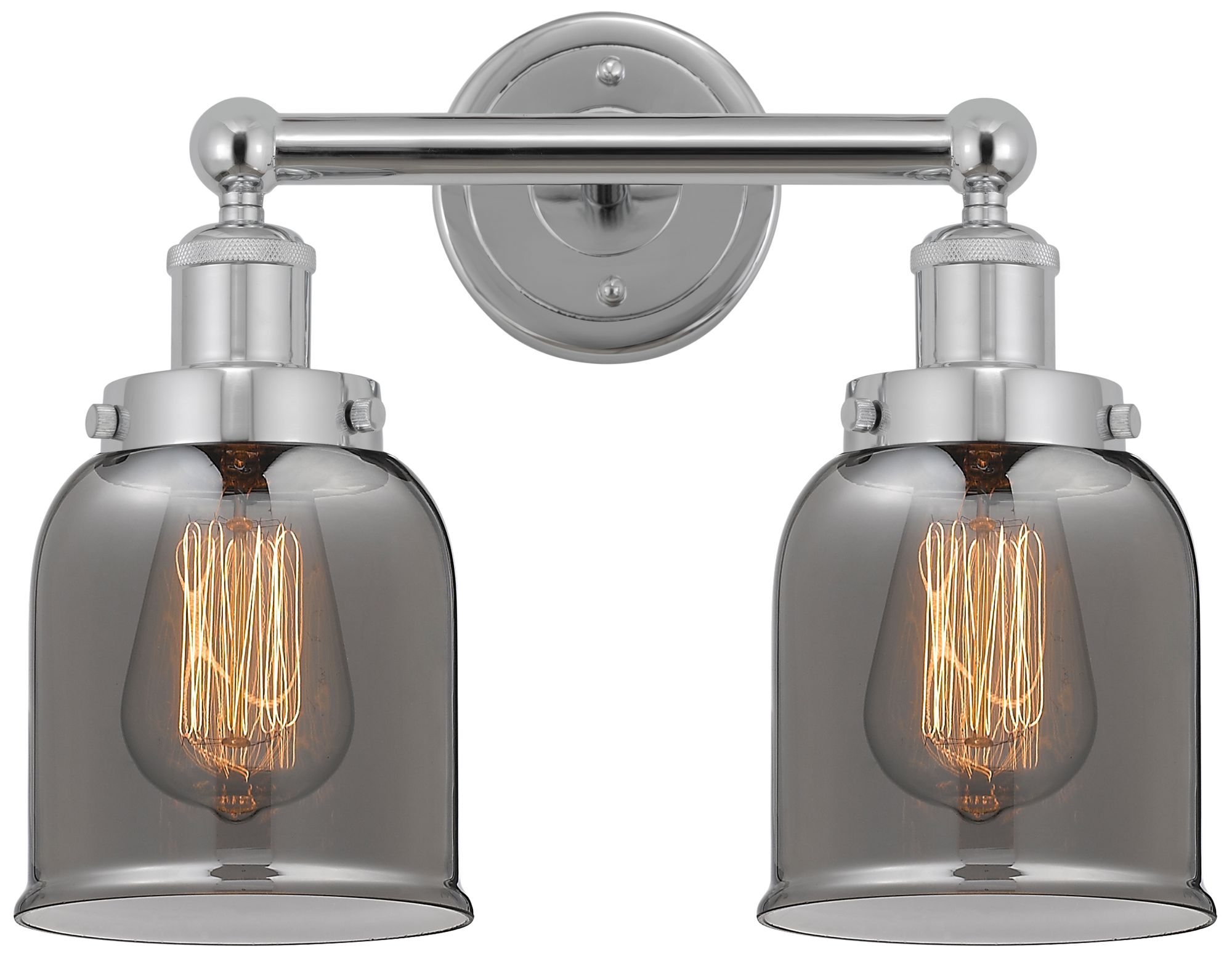 Edison Small Bell 16" 2-Light Chrome Bath Light w/ Smoke Shade