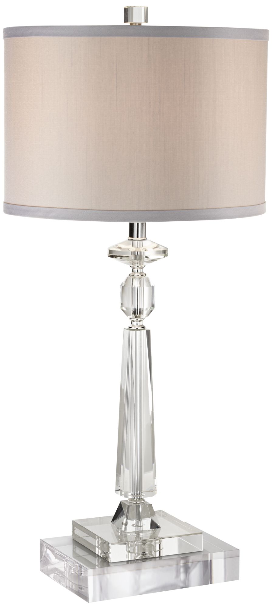 Aline Modern Crystal Table Lamp With 8" Wide Square Riser