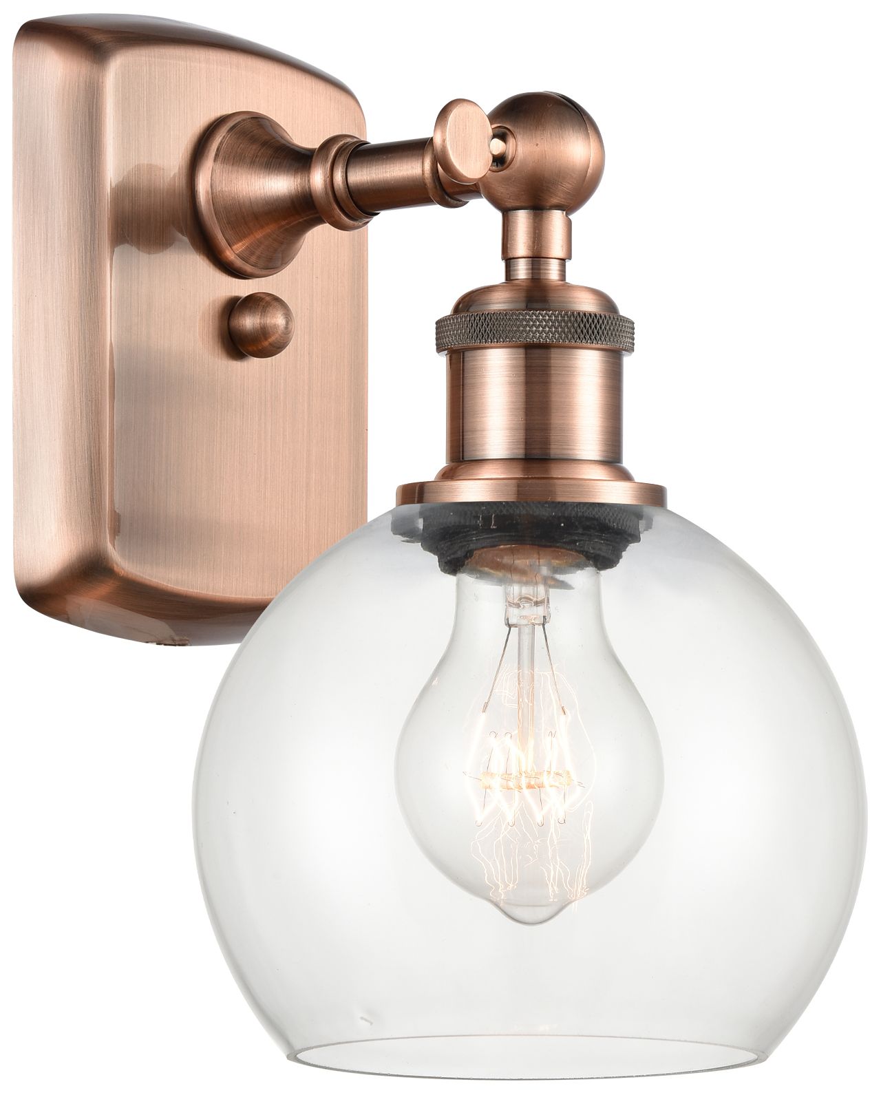 Athens 6" LED Sconce - Copper Finish - Clear Shade