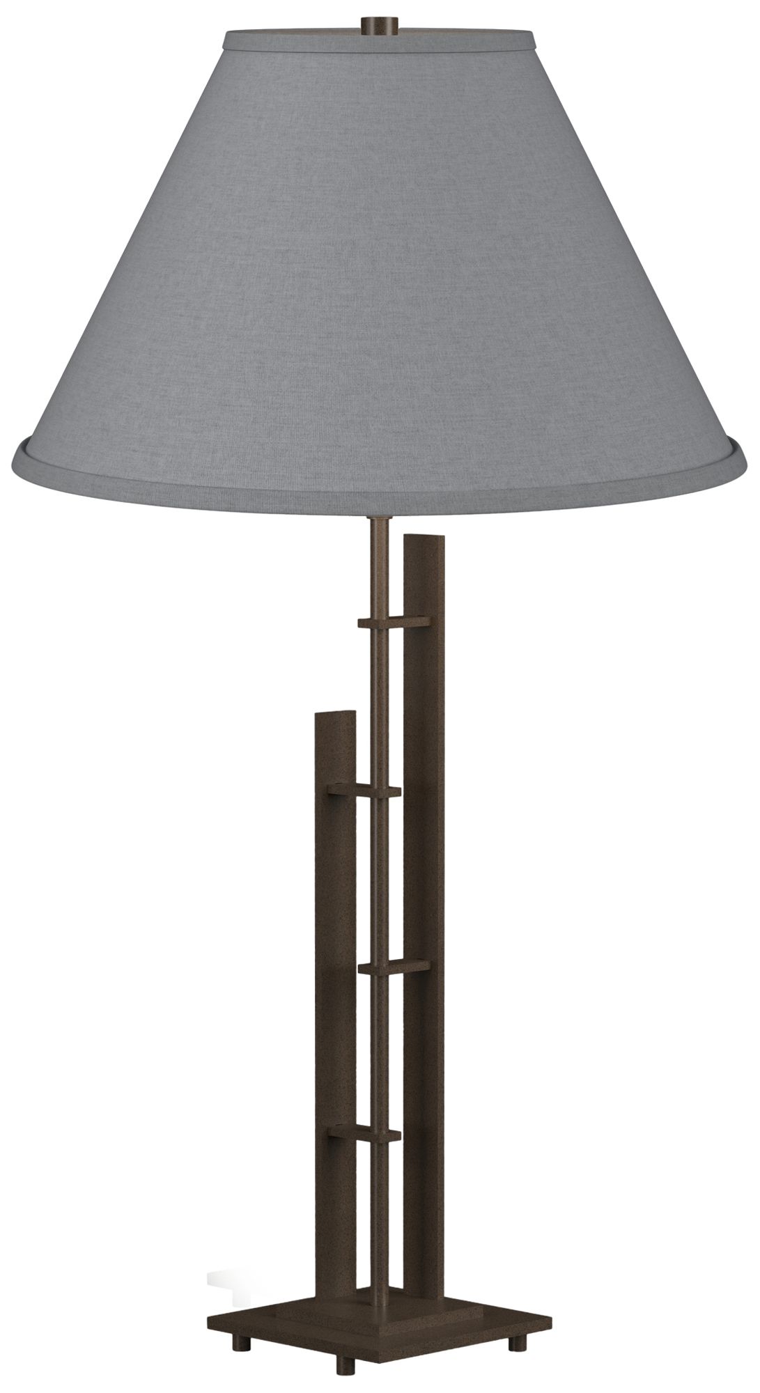 Metra 26.9" High Bronze Double Table Lamp With Medium Grey Shade