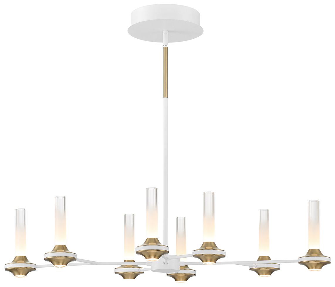 Eurofase Torcia 16 Light Chandelier in White and Brass