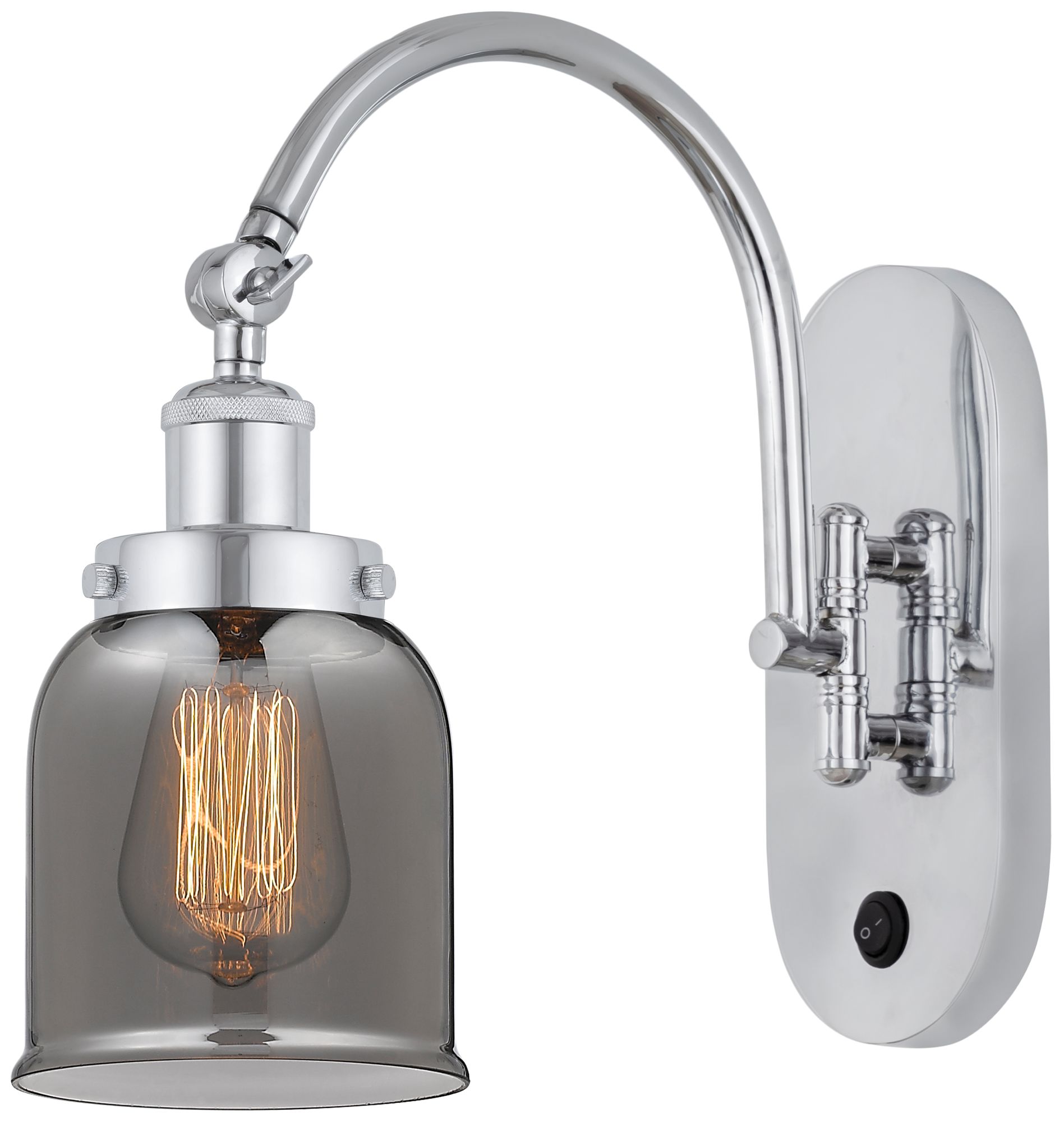 Franklin Restoration Bell 5" Incandescent Sconce - Chrome - Smoke Shad