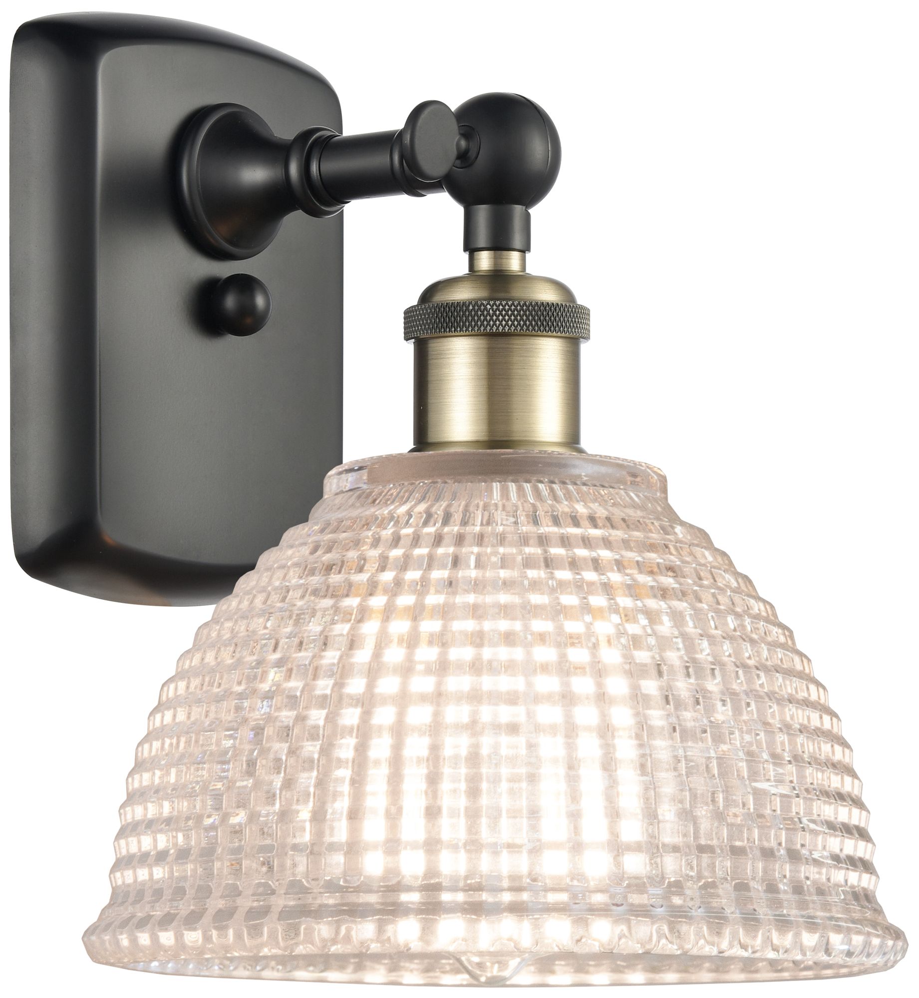 Arietta 10" High Black Brass Sconce w/ Clear Shade